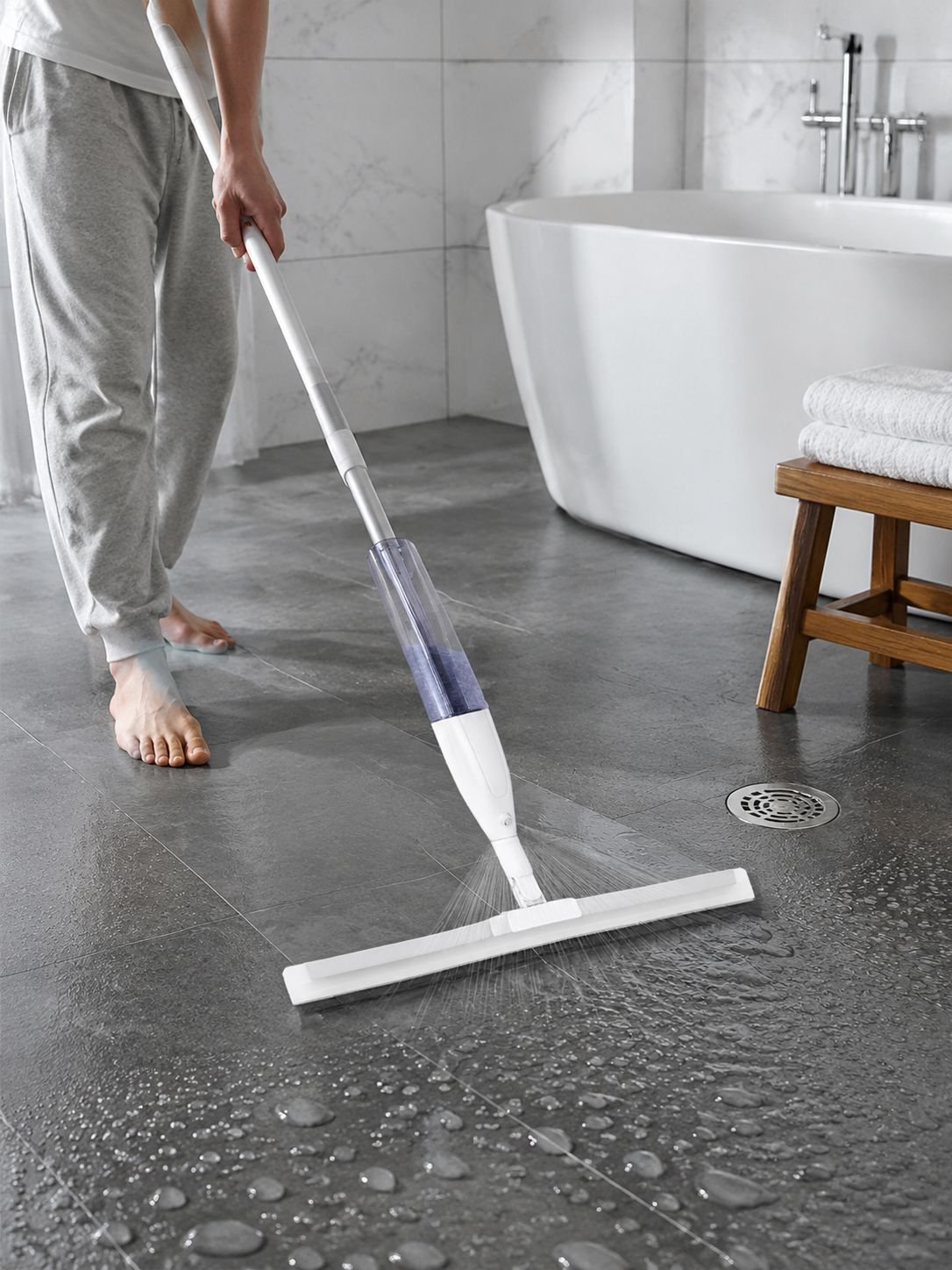 Hands-free magic broom with built-in water spray