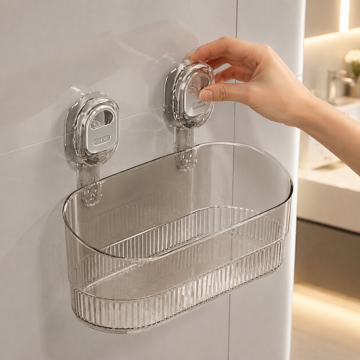 吸盤式壁掛けキッチン収納ボックス