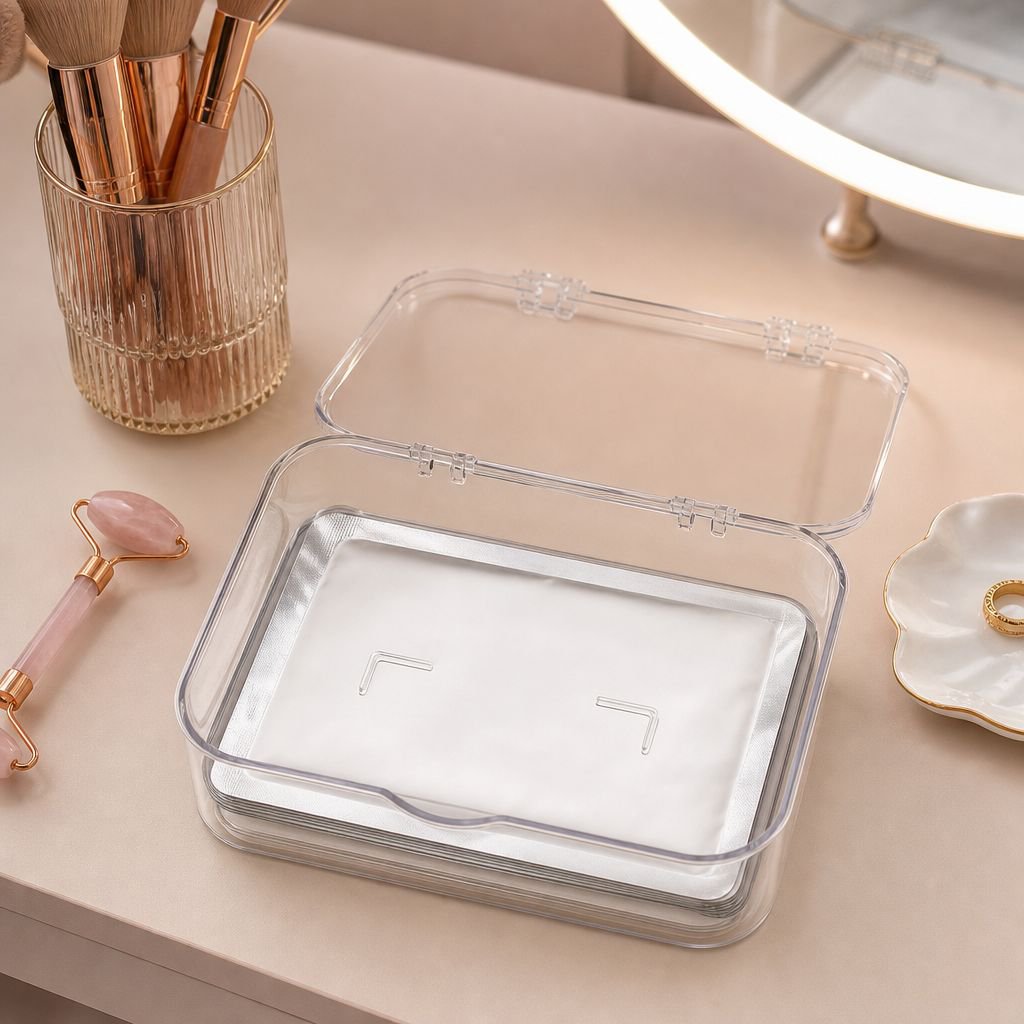 Face mask storage box with secure cover for dorm room