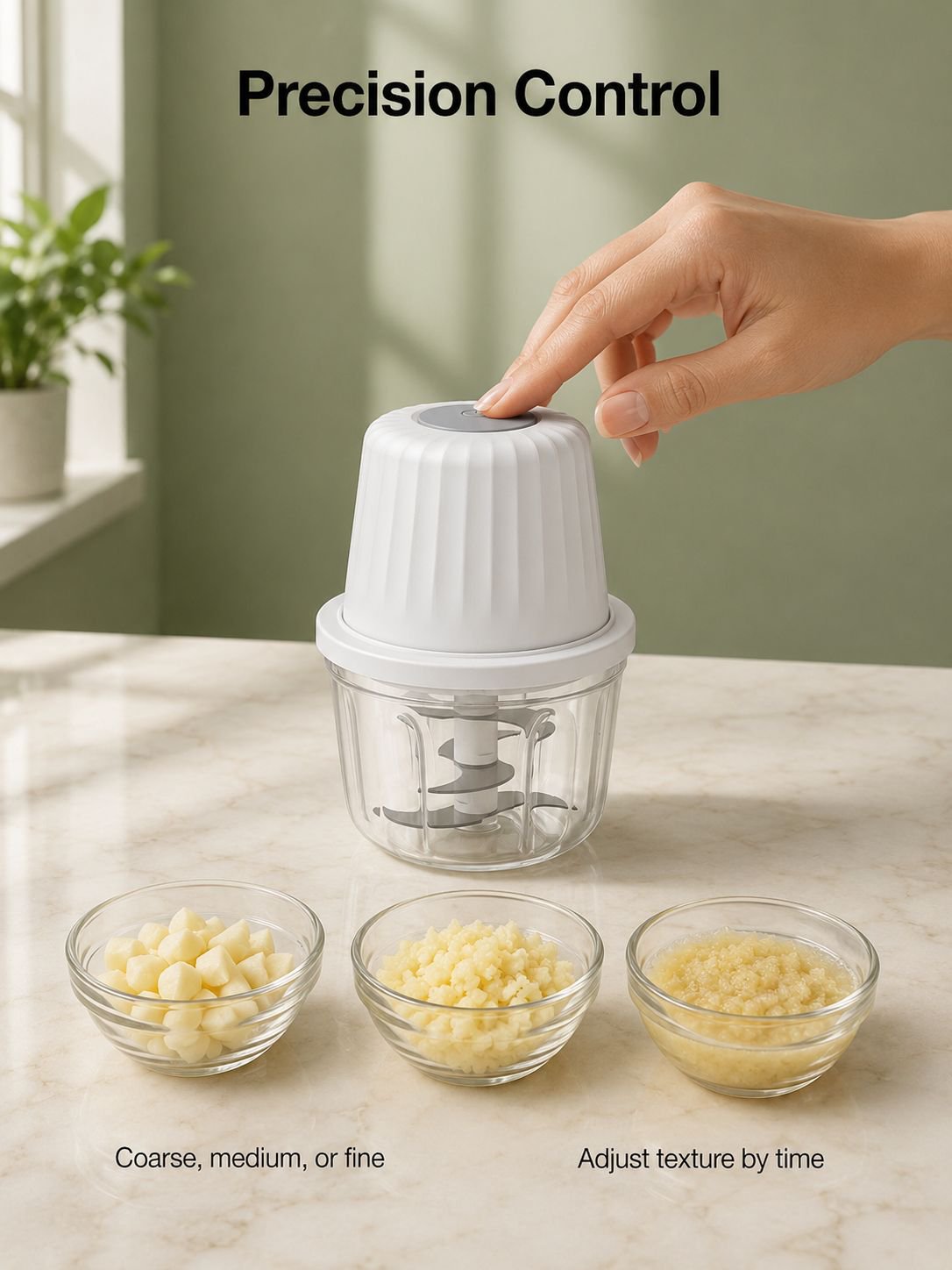 Effortless garlic mincing with electric mini chopper
