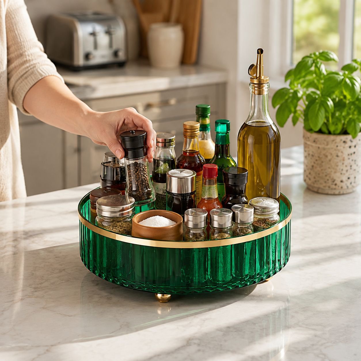 Estantería giratoria multinivel para cocina moderna y minimalista
