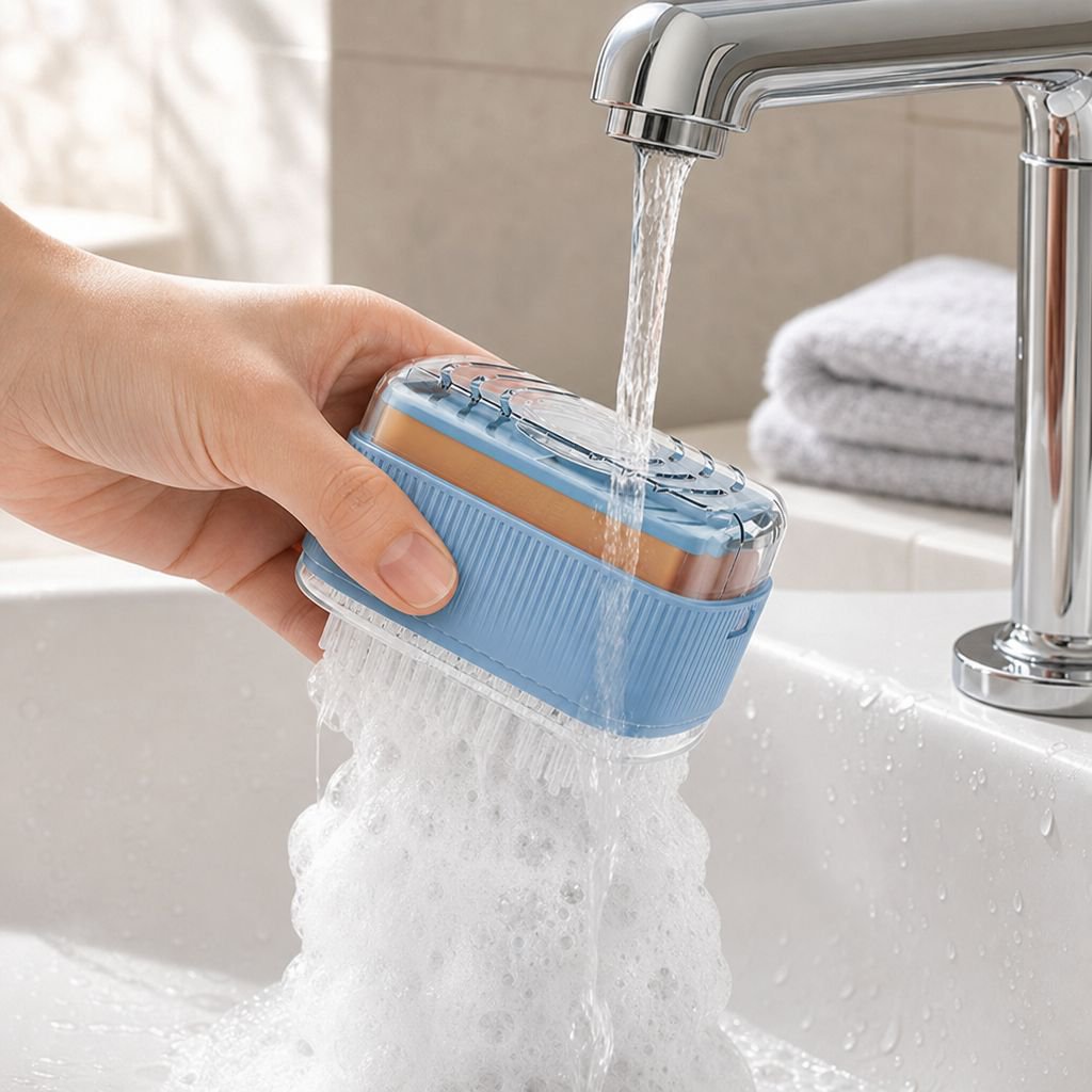 Ästhetische Saugnapf-Seifenschale im modernen Badezimmer