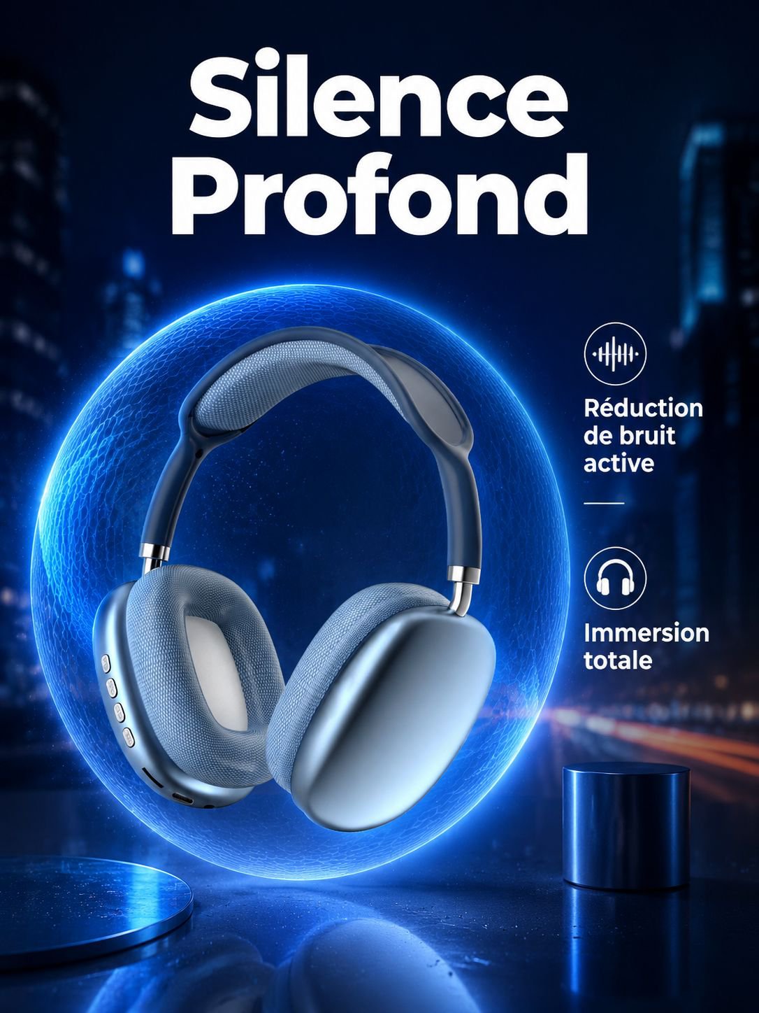 Casque Bluetooth sans fil à réduction de bruit