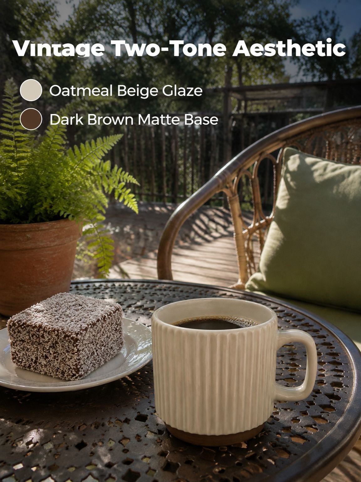 Stackable ceramic cup for coffee and tea