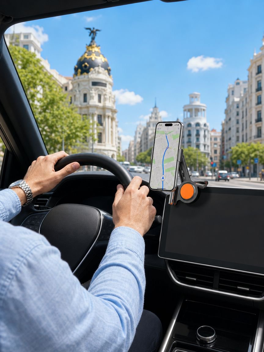 Soporte de navegación magnético para coche instalado en el tablero