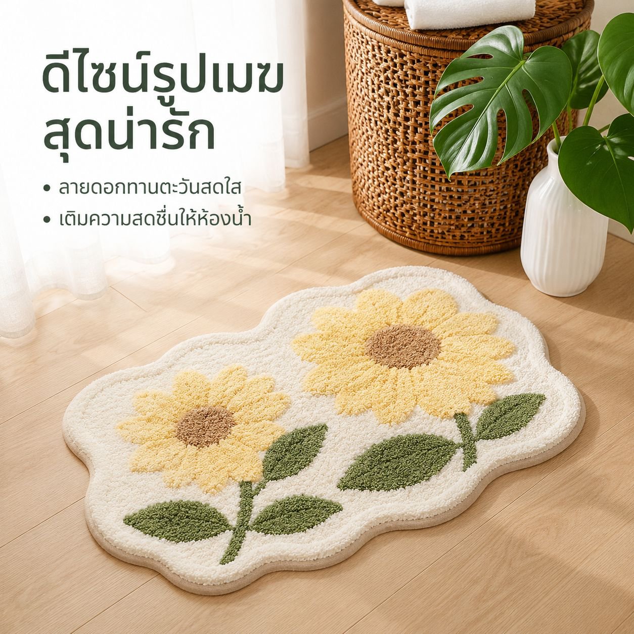 พรมเช็ดเท้าซึมซับน้ำ สำหรับห้องน้ำ กันลื่น แห้งเร็ว