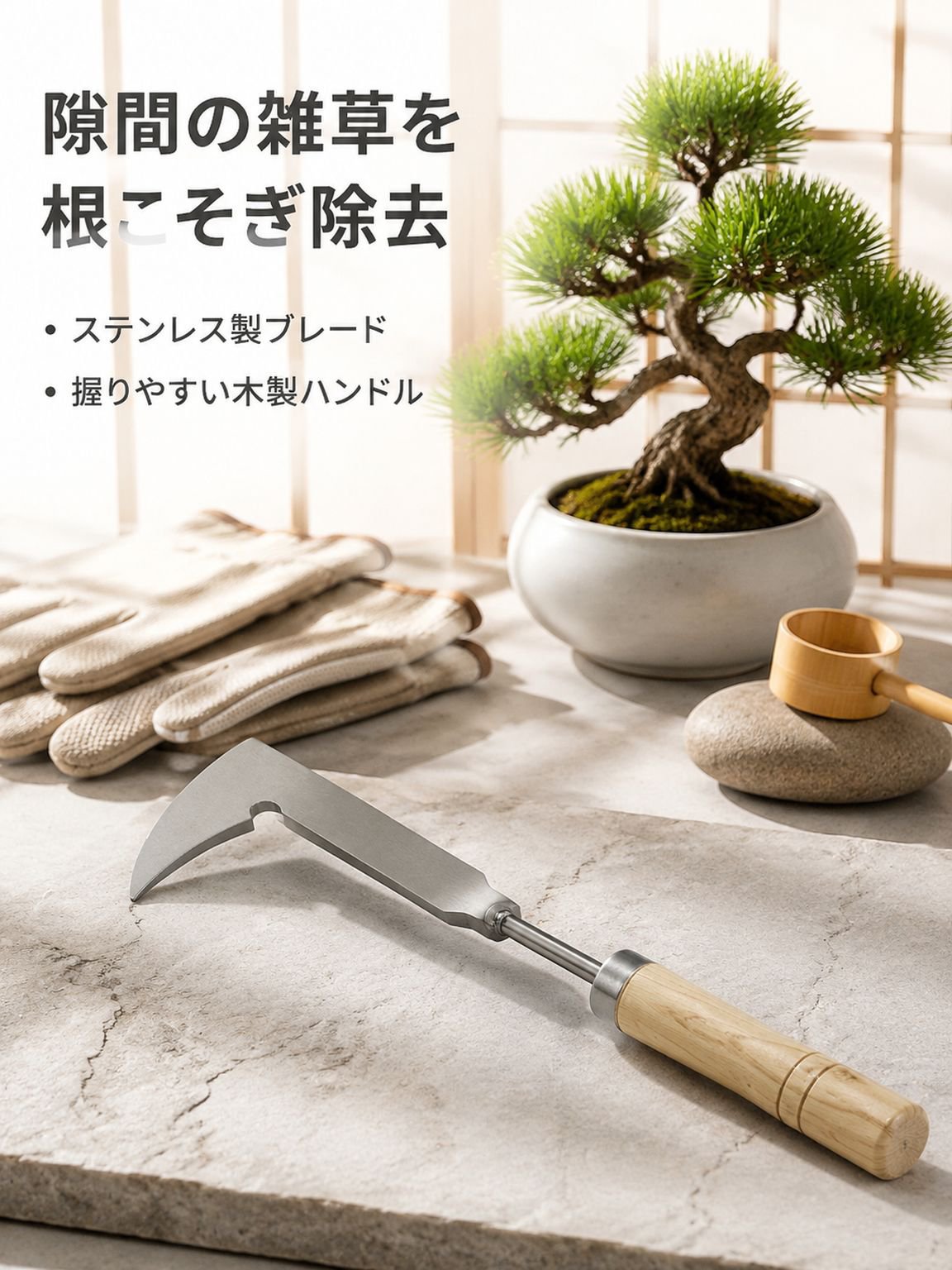 ステンレス製の除草ツール