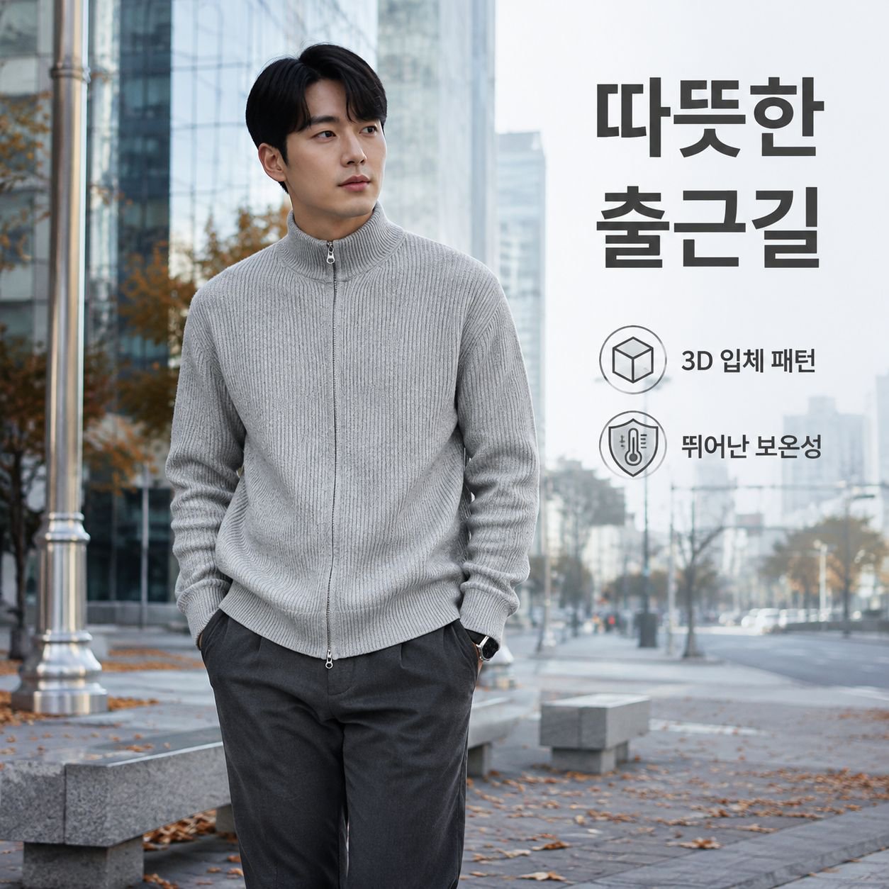 남성용 단색 니트 가디건