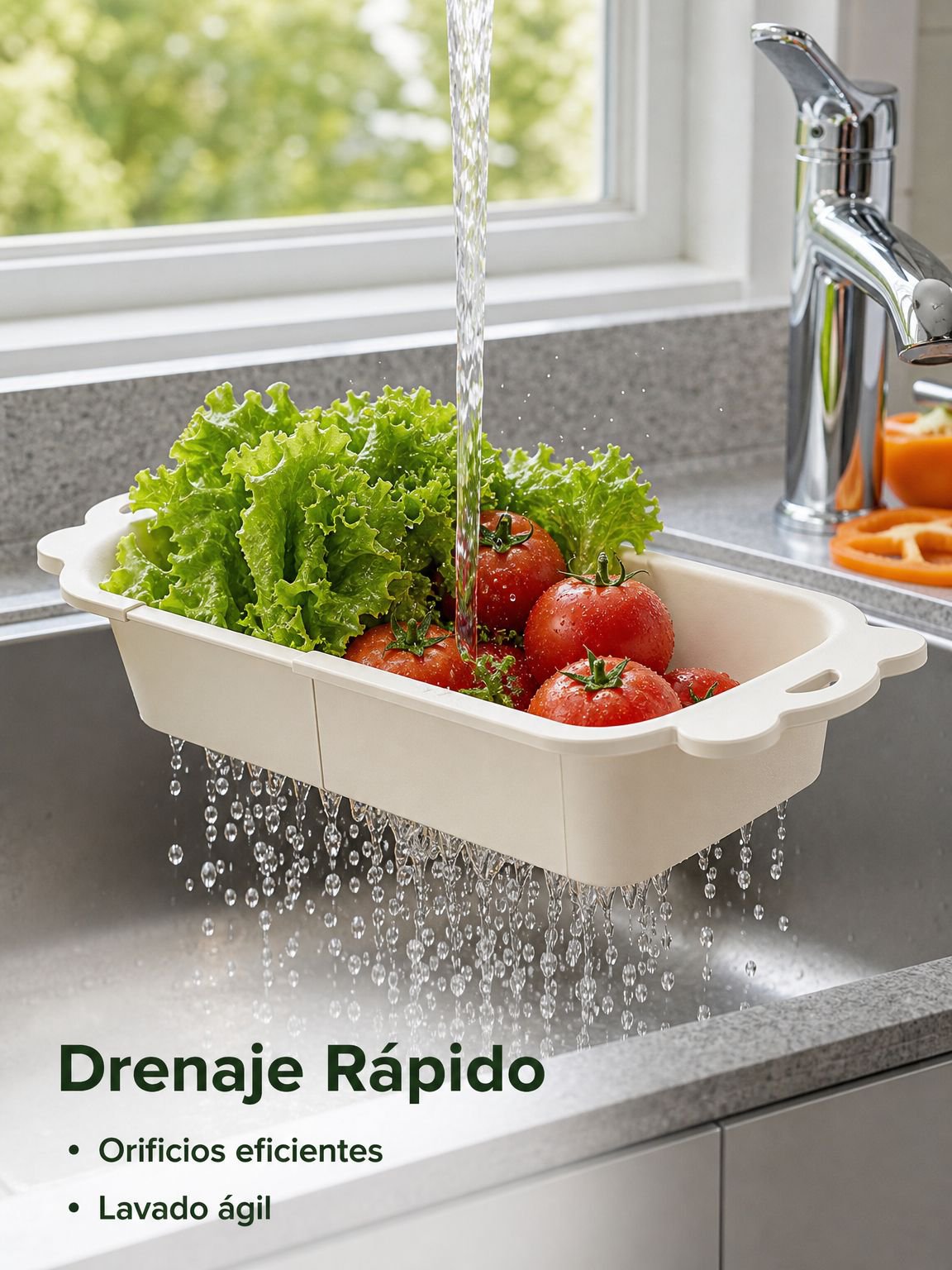 Cesta extensible para lavar y escurrir verduras de grado alimenticio con dopamina