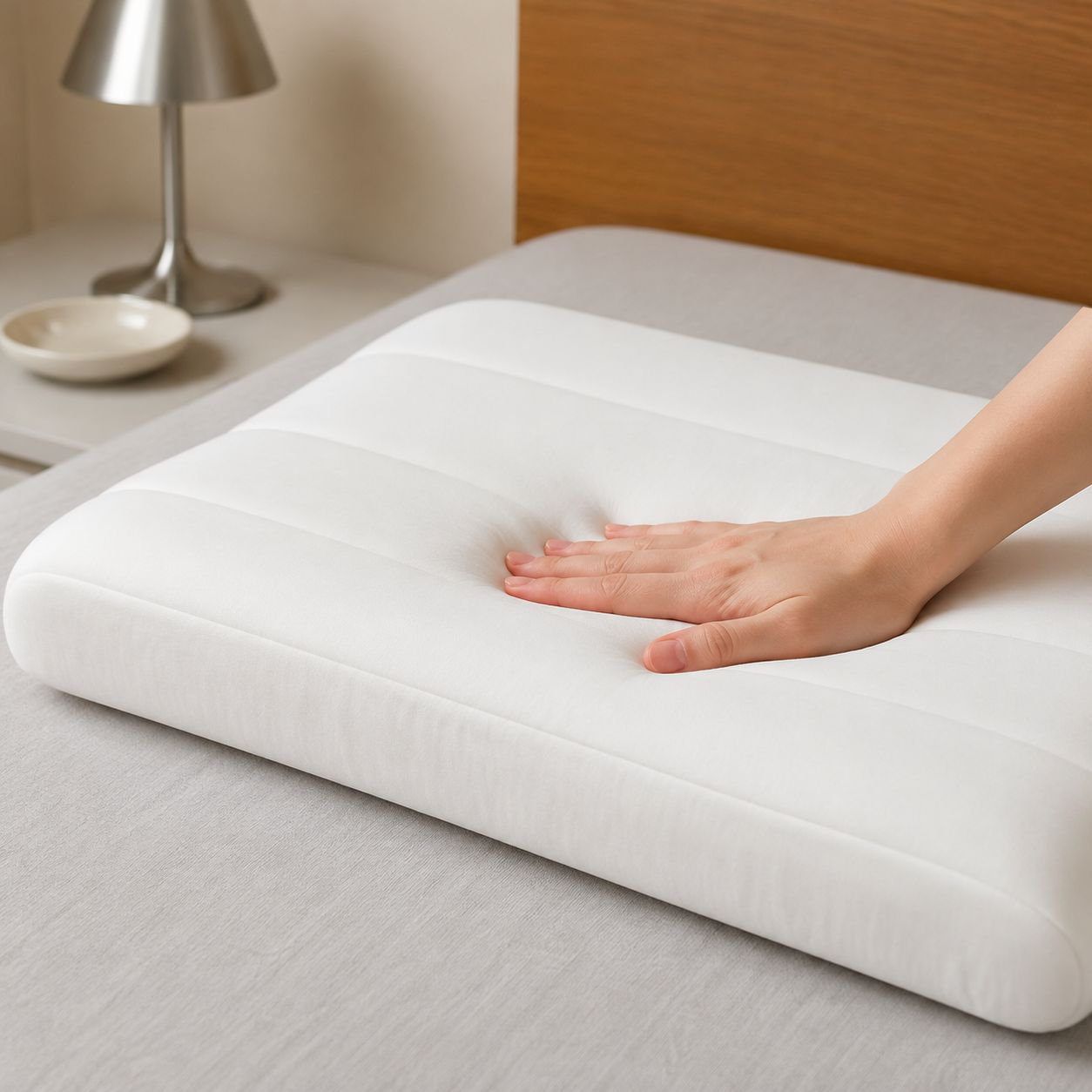 Close-up of Memory Foam Pillow Core and Cotton Pillow Cover