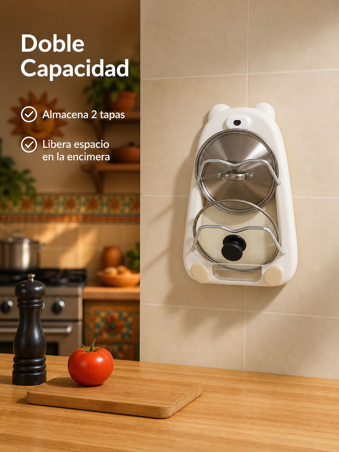 Soporte multicapa de tapas de ollas con ventosa para el hogar