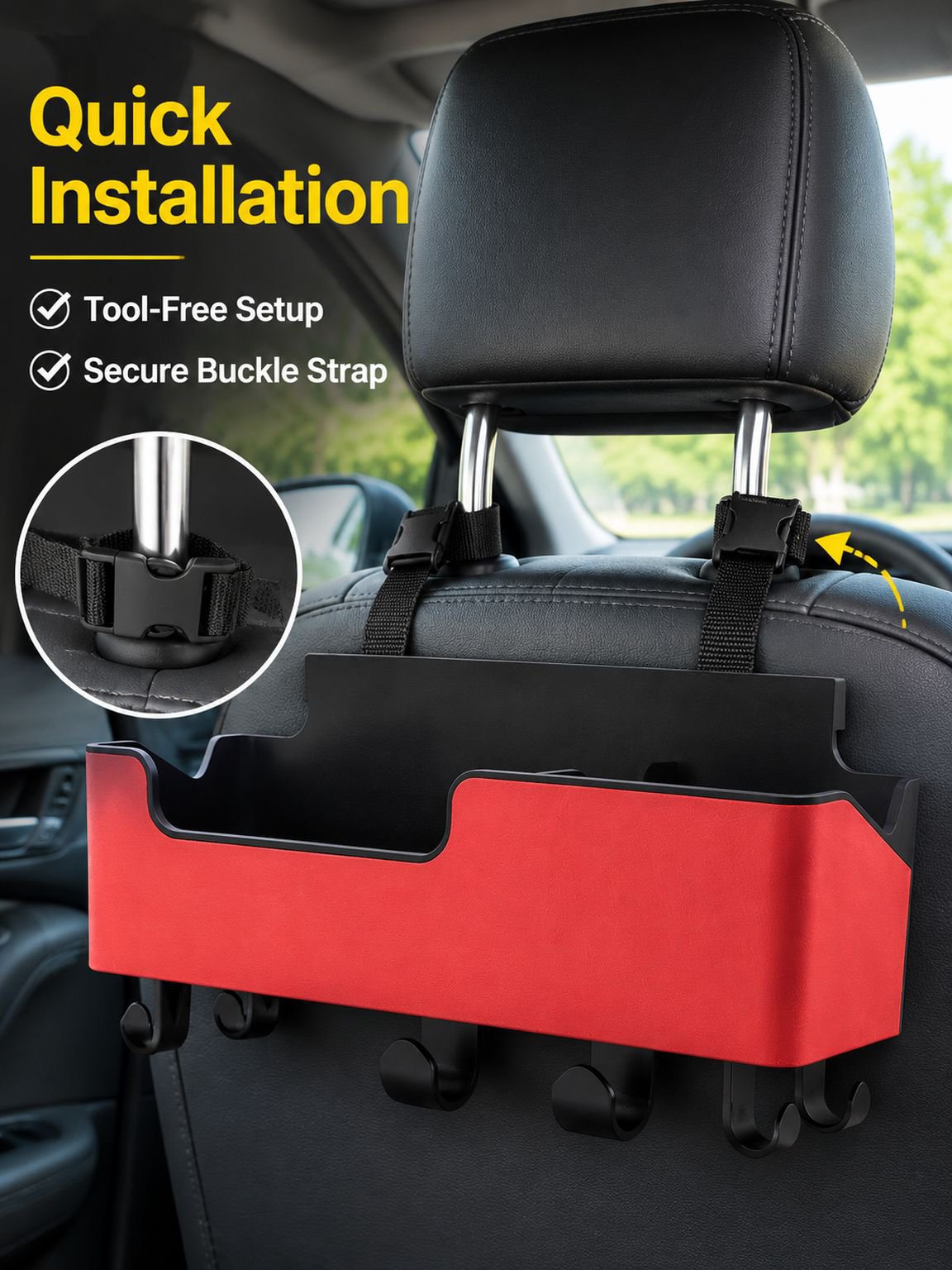 Car tissue box with hooks