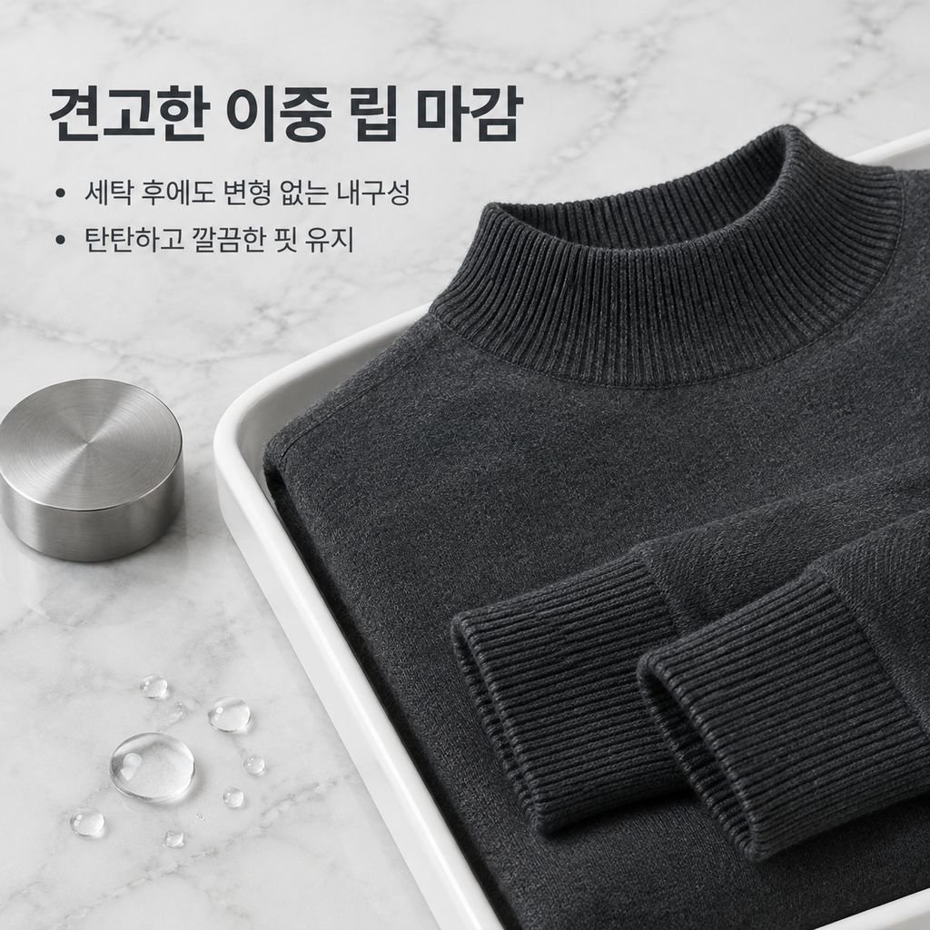 남성 가을 겨울 반목 하프넥 슬림핏 도톰 니트 이너 티셔츠
