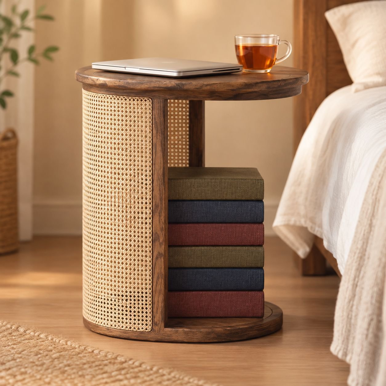 Table d’appoint élégante avec étagère intégrée pour rangement pratique