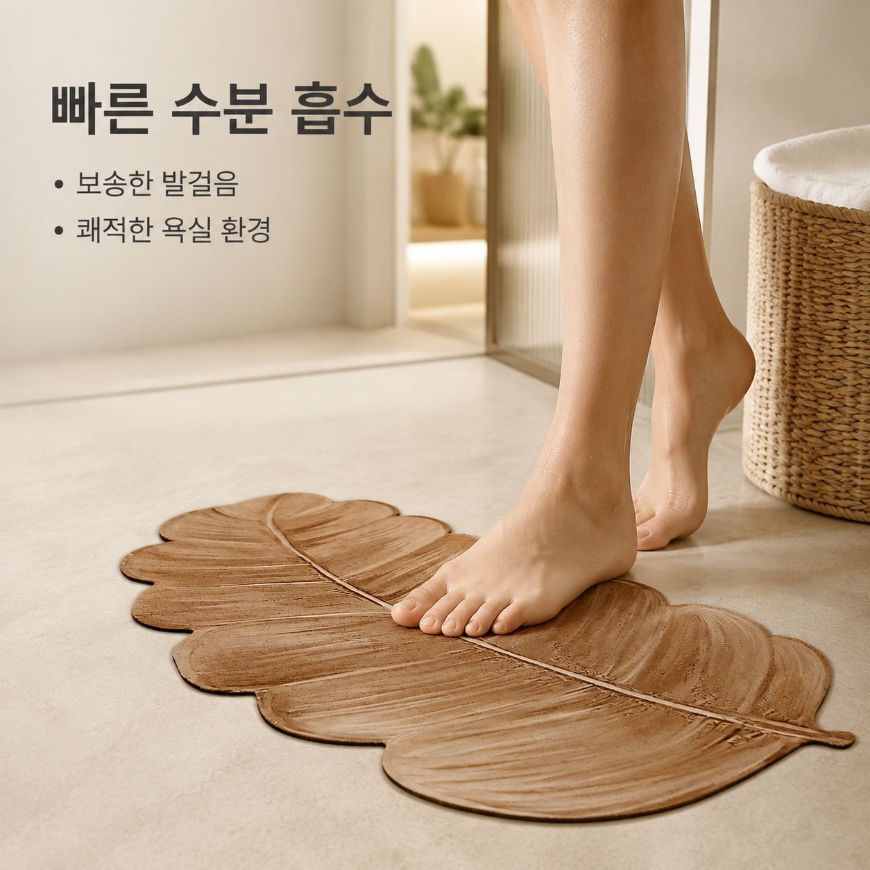 나뭇잎 모양의 규조토 흡수성 및 미끄럼 방지 욕실 매트