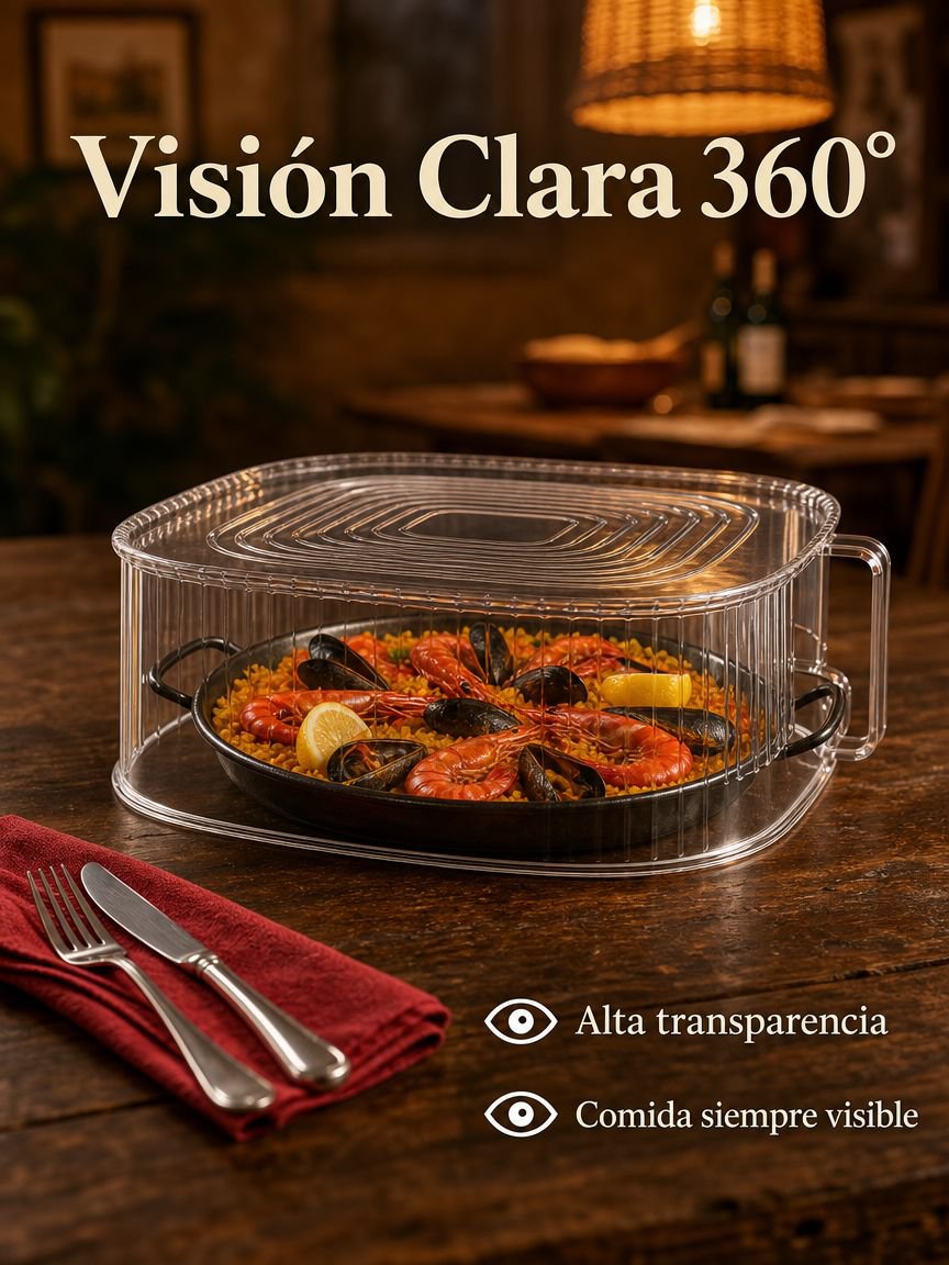 Tapa transparente y ecológica para alimentos