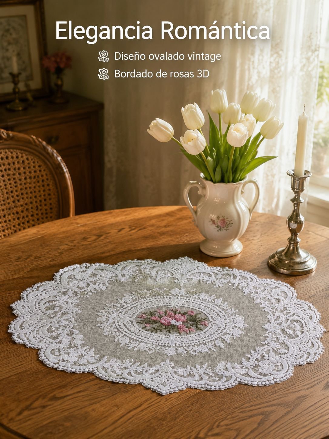 Mantel individual de encaje francés