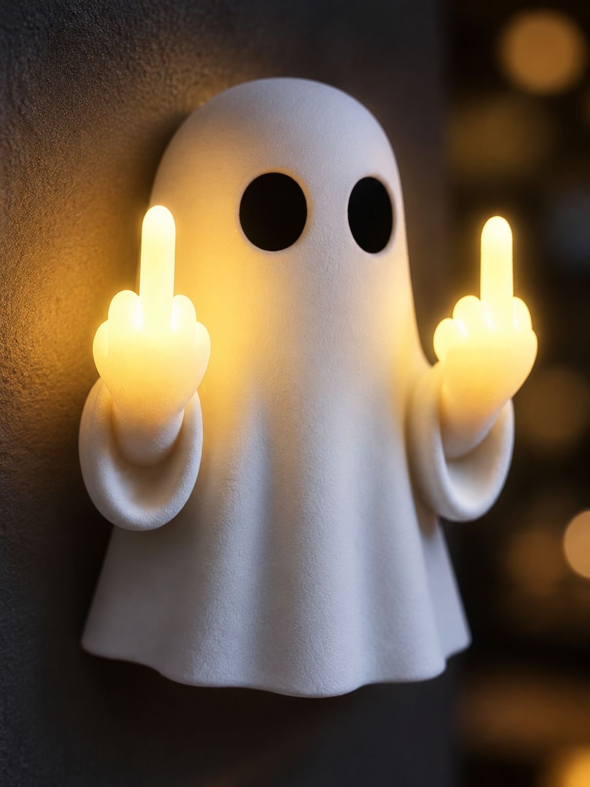 Creative Halloween decor ghost lamp on bedroom wall