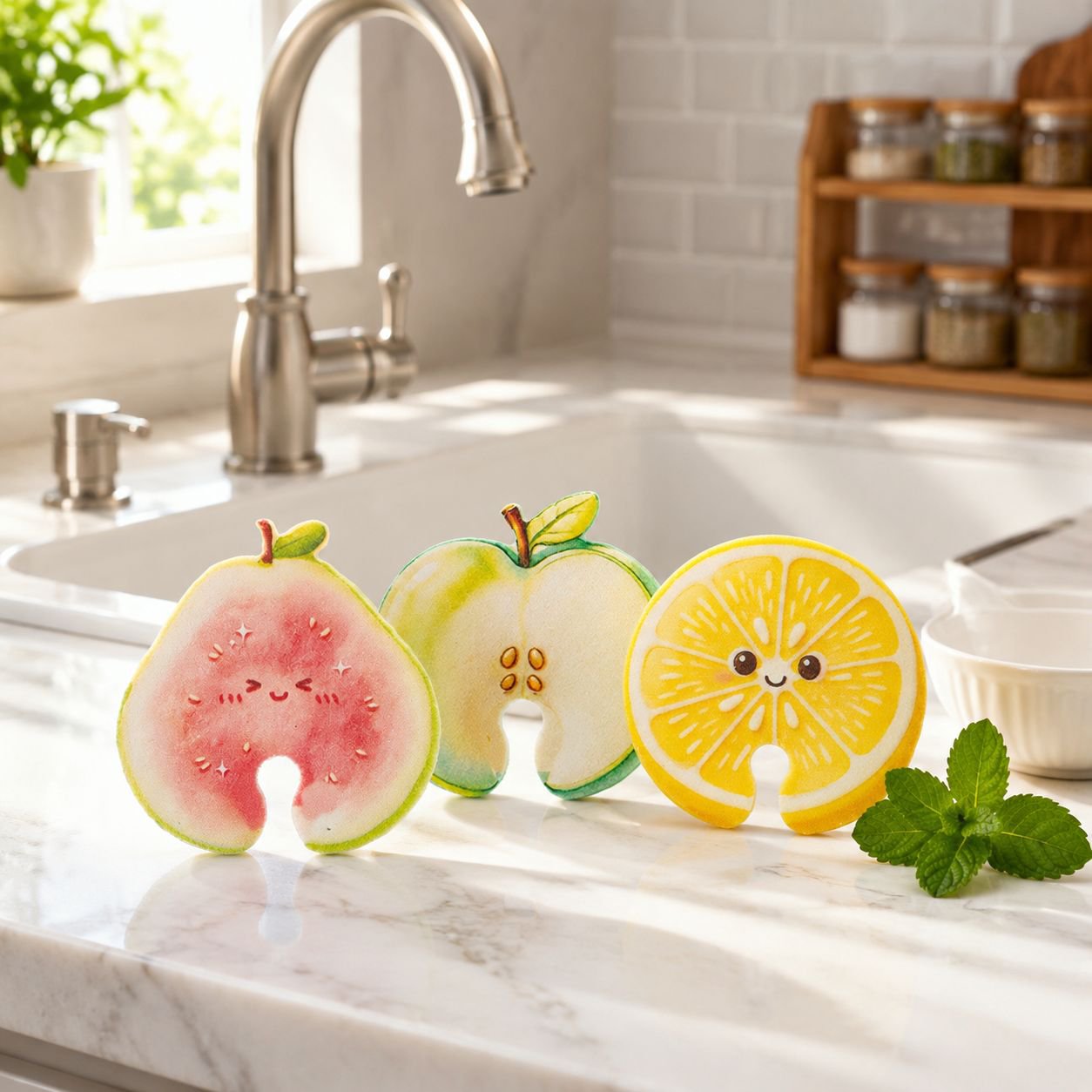 JMY-Cartoon Fruit Wood Pulp Sponge Dishwashing Wipe
