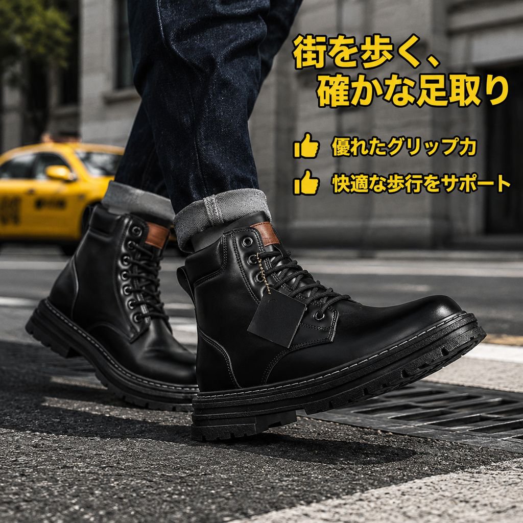 メンズビッグサイズマーチンブーツ ヴィンテージレザーワークブーツ