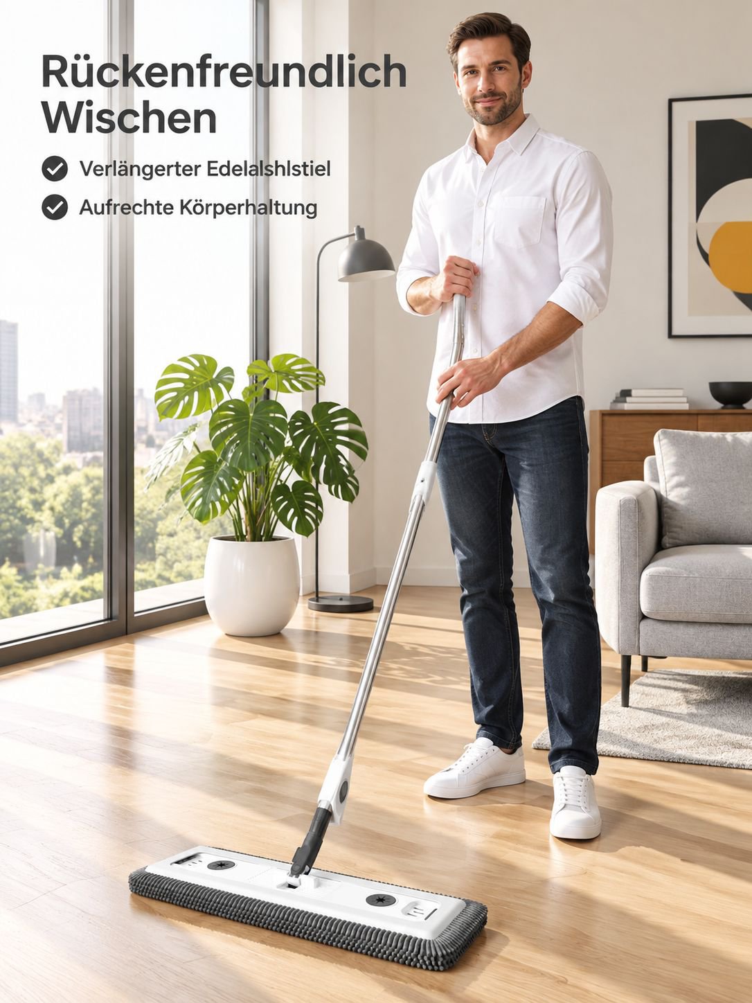 Haushaltswischer-Set mit automatischer Reinigung und freihändigem Auswringen