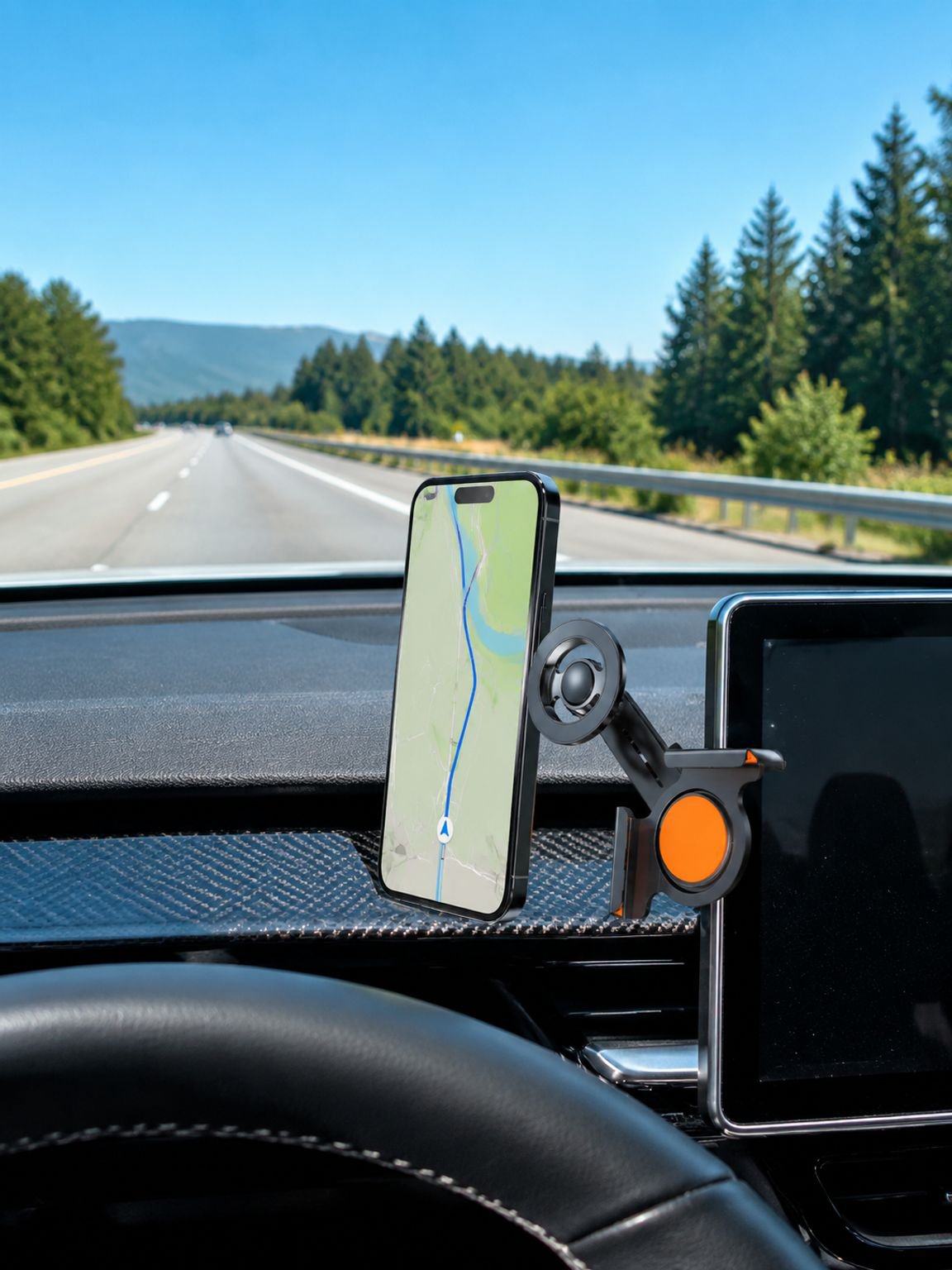 Car dashboard center console phone holder