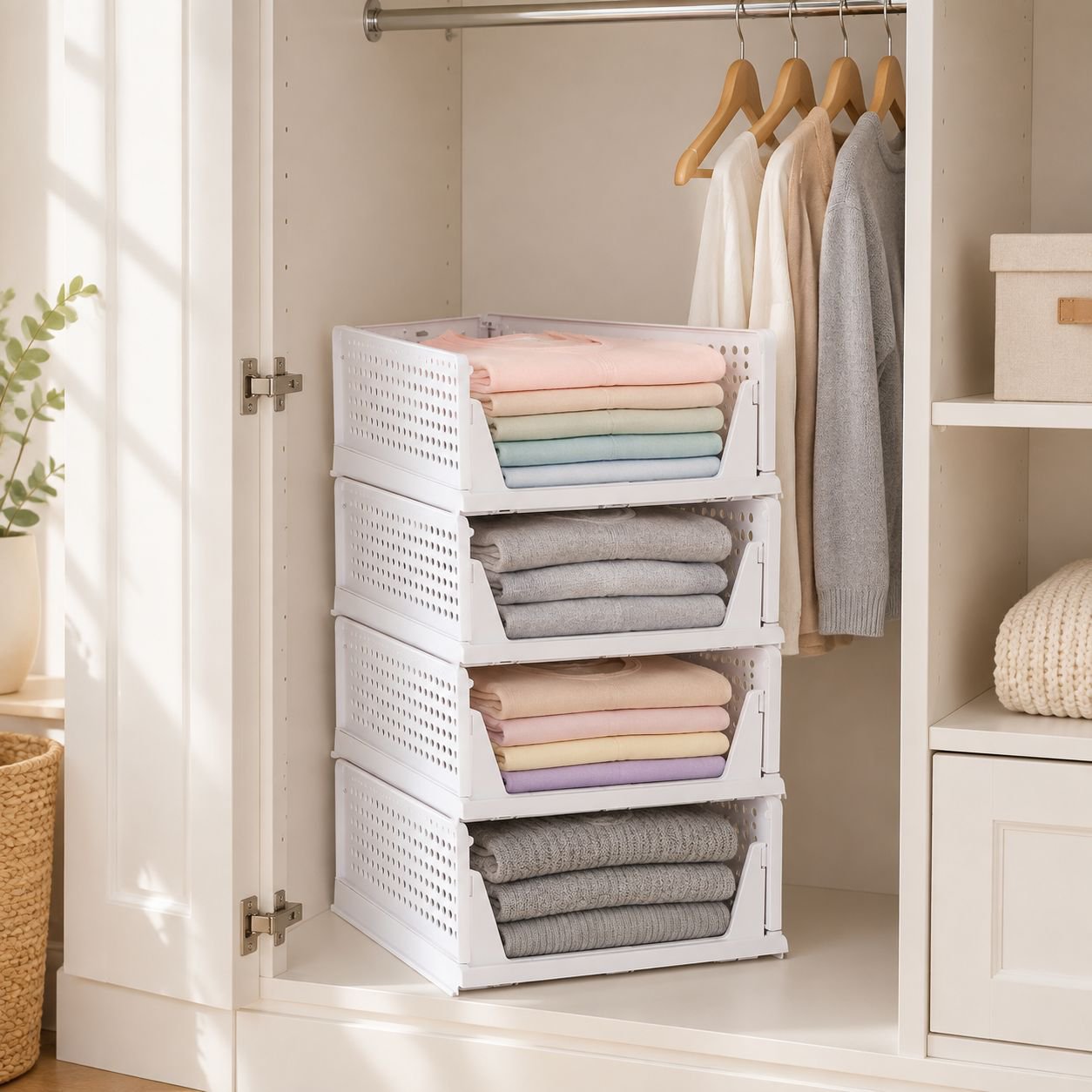 Multi-layer Plastic Wardrobe Drawer Storage Rack