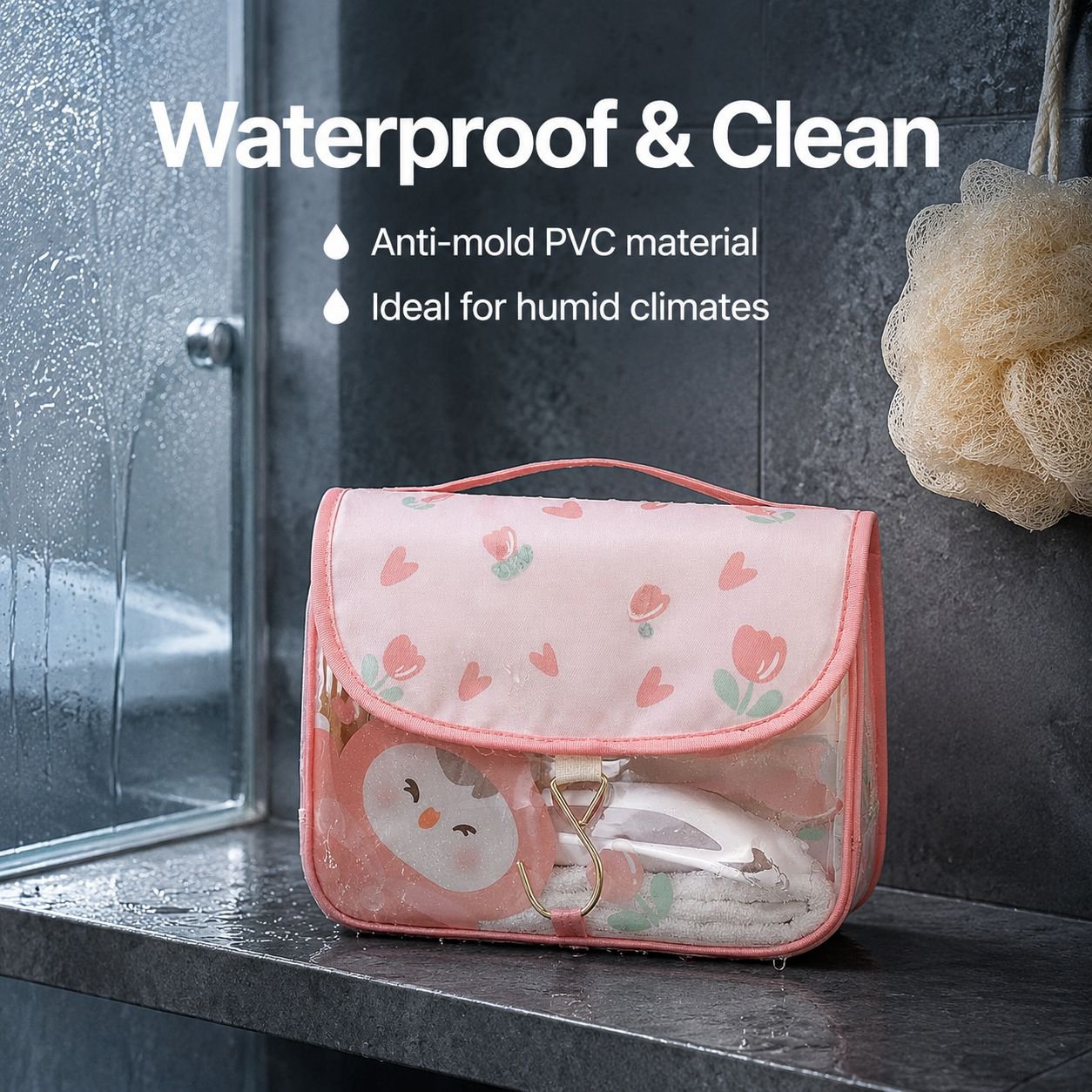 Women's Transparent Waterproof Large Makeup Storage Bag