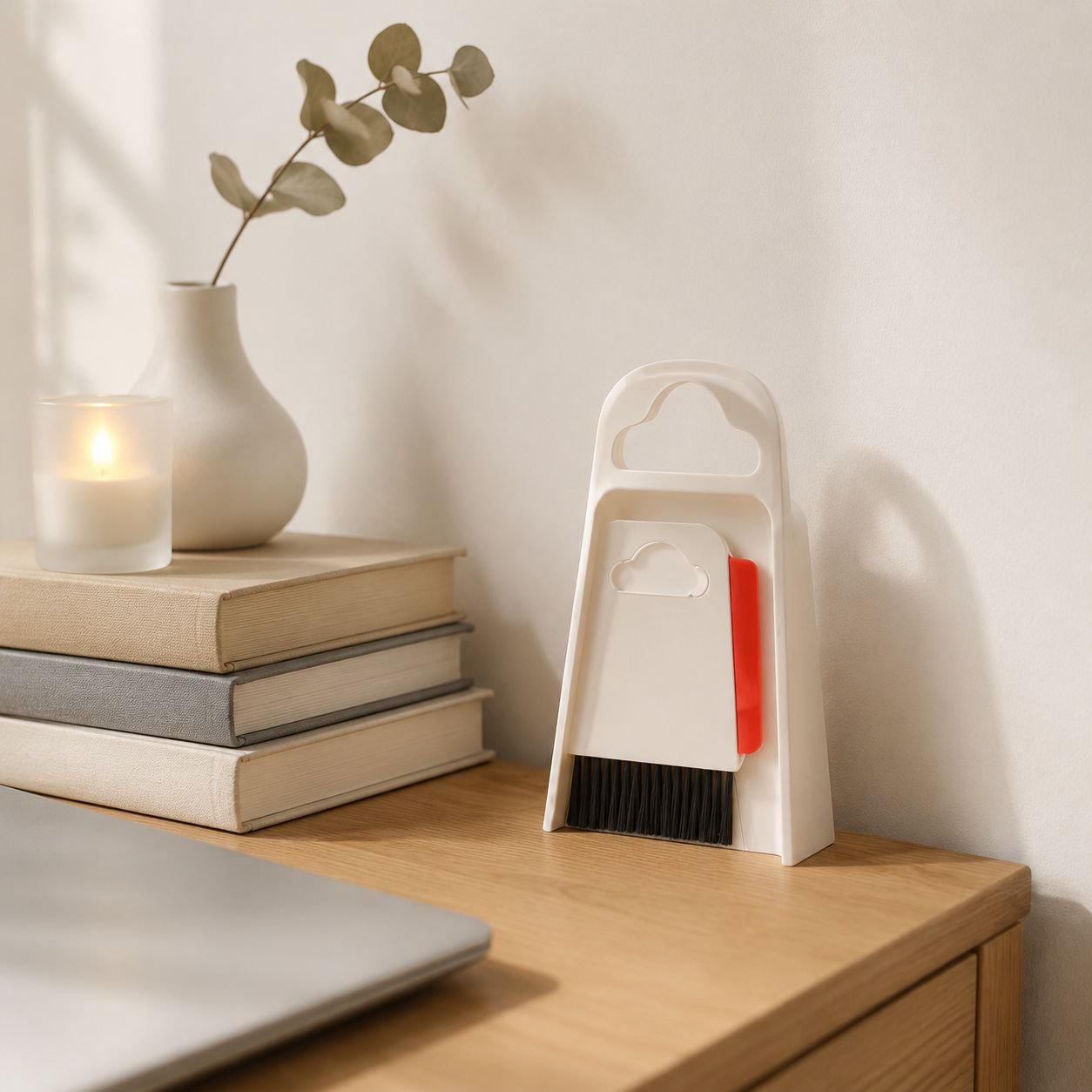 Household desktop cleaner tools in storage container