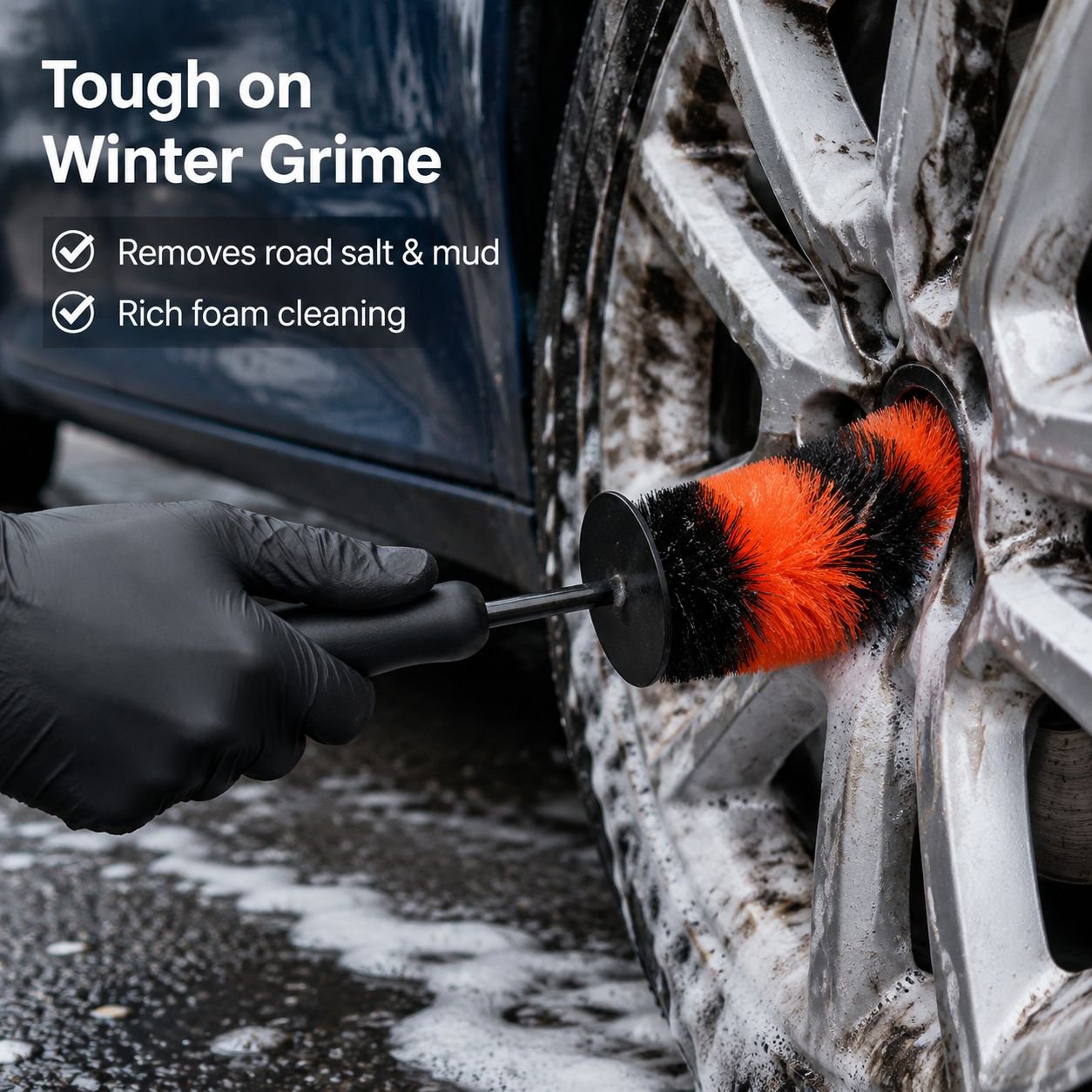 Car wheel cleaning and dust removal soft bristle brush