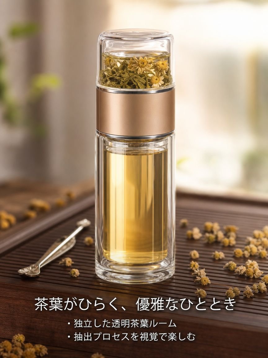 透明な携帯用ティーカップ