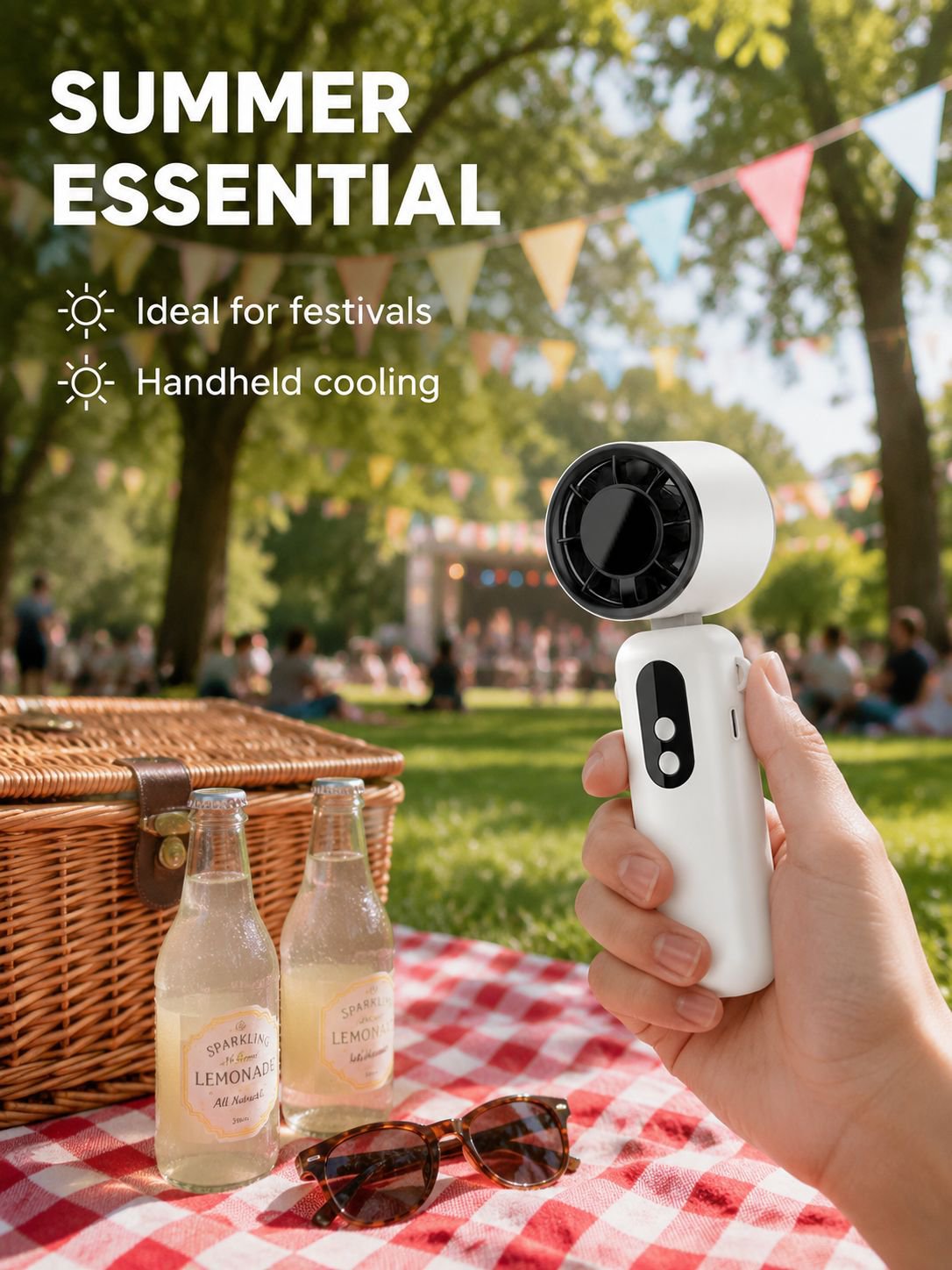 High-speed cooling fan, small handheld fan, outdoor portable neck fan