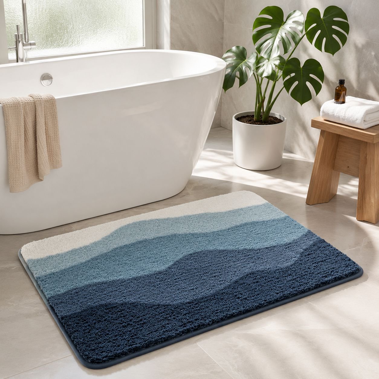 Bathroom Absorbent Non-Slip Mat Wet and Dry Separation Design