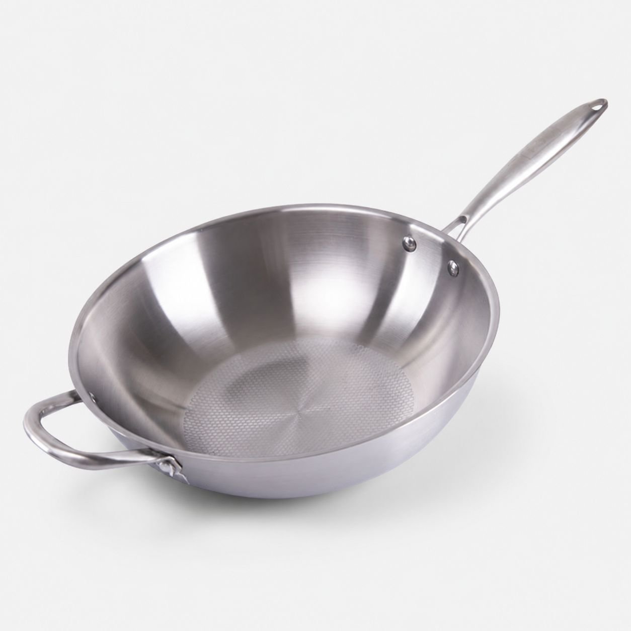 Household 304 Stainless Steel Non-Coated Frying Pan, Suitable for IH Cooktops