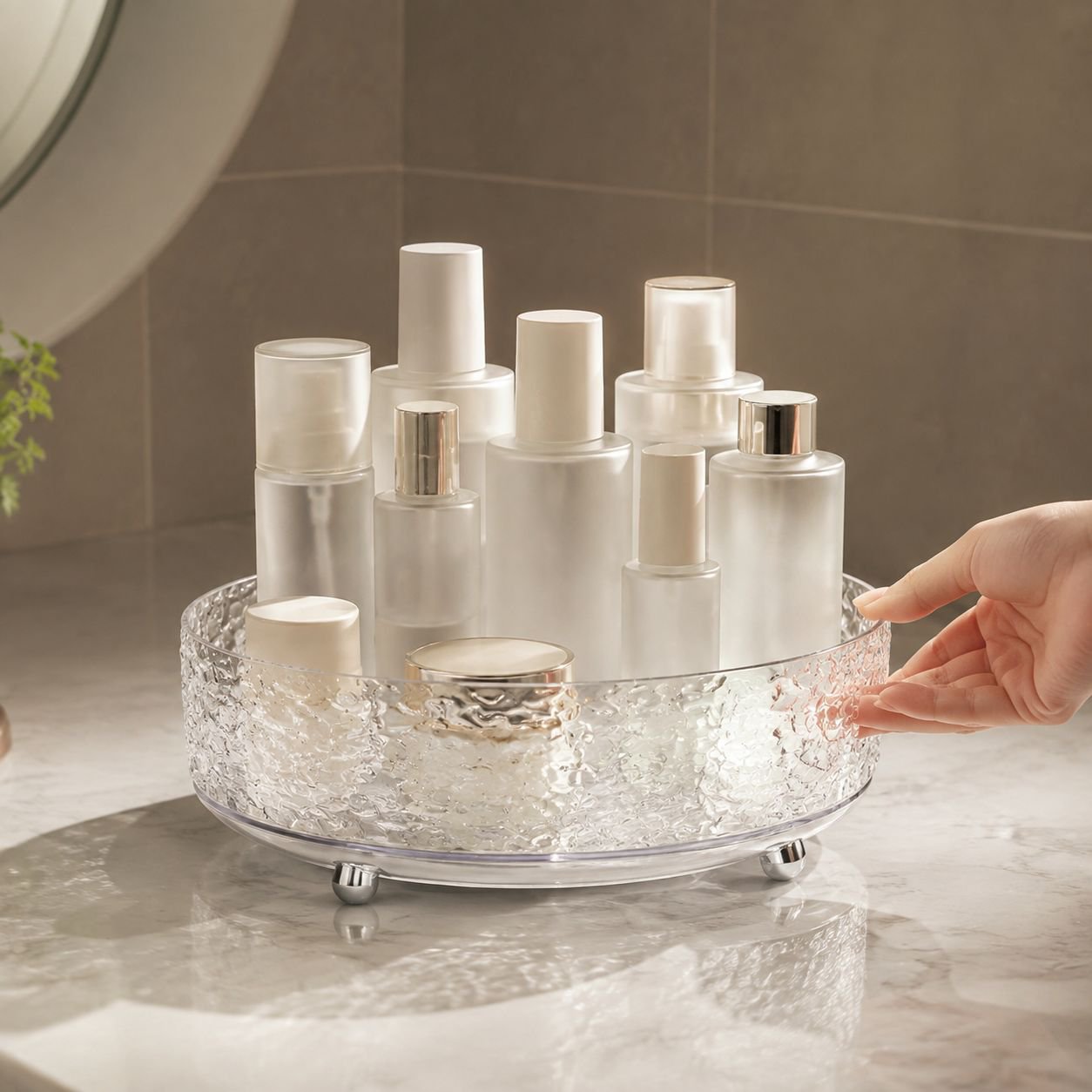 Bathroom skincare storage tray for cosmetics