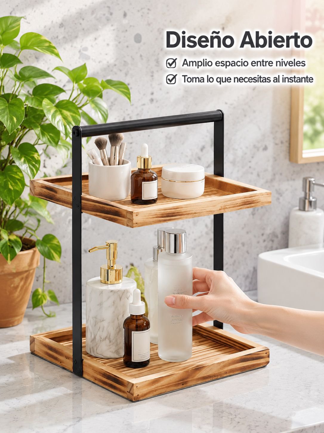 Estantería organizadora de doble nivel para baño