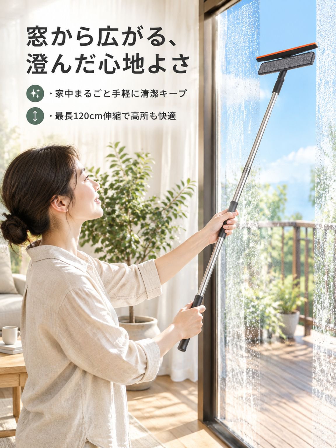 ガラス・鏡専用3in1クリーニングブラシ
