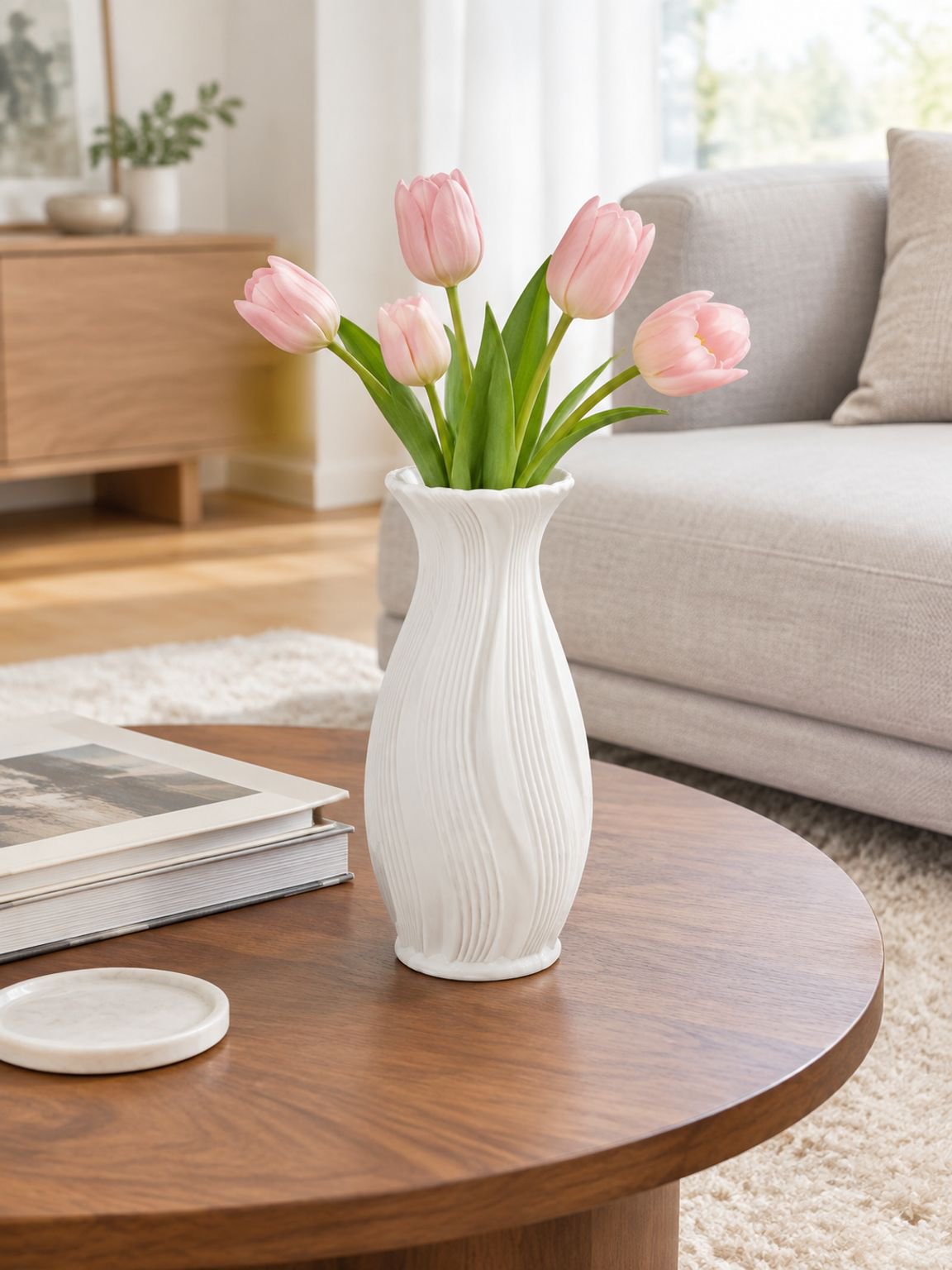 French-style ceramic vase displayed on a console table
