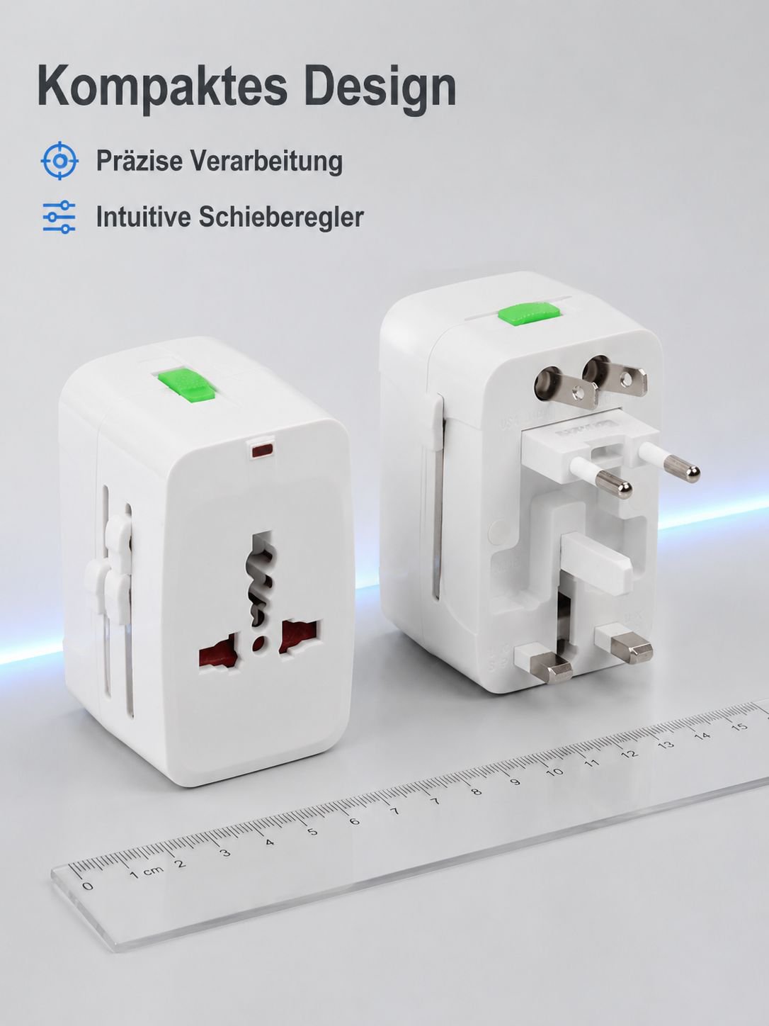 Multifunktionaler Universal-Reiseadapter, geeignet für Steckdosen weltweit