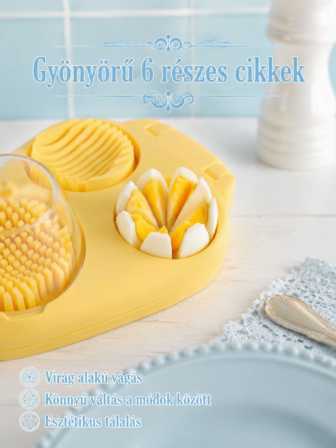 Praktikus tojásszeletelő salátákhoz és szendvicsekhez
