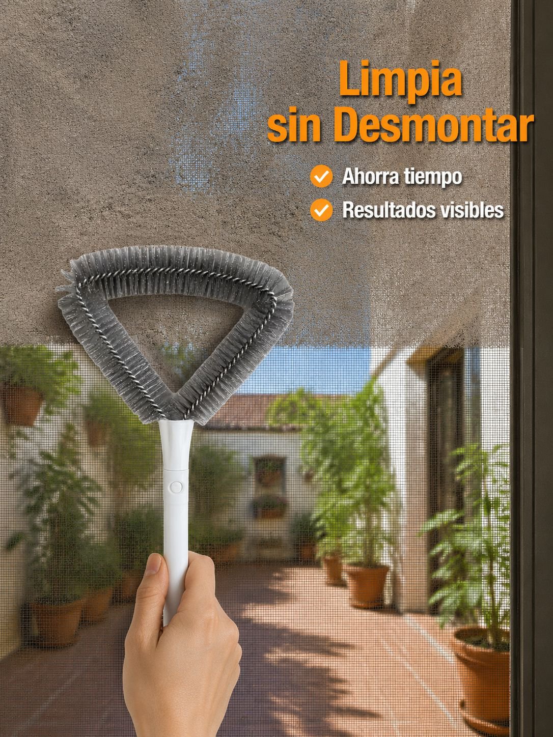 Cepillo multifuncional para limpiar mosquiteras sin desmontar