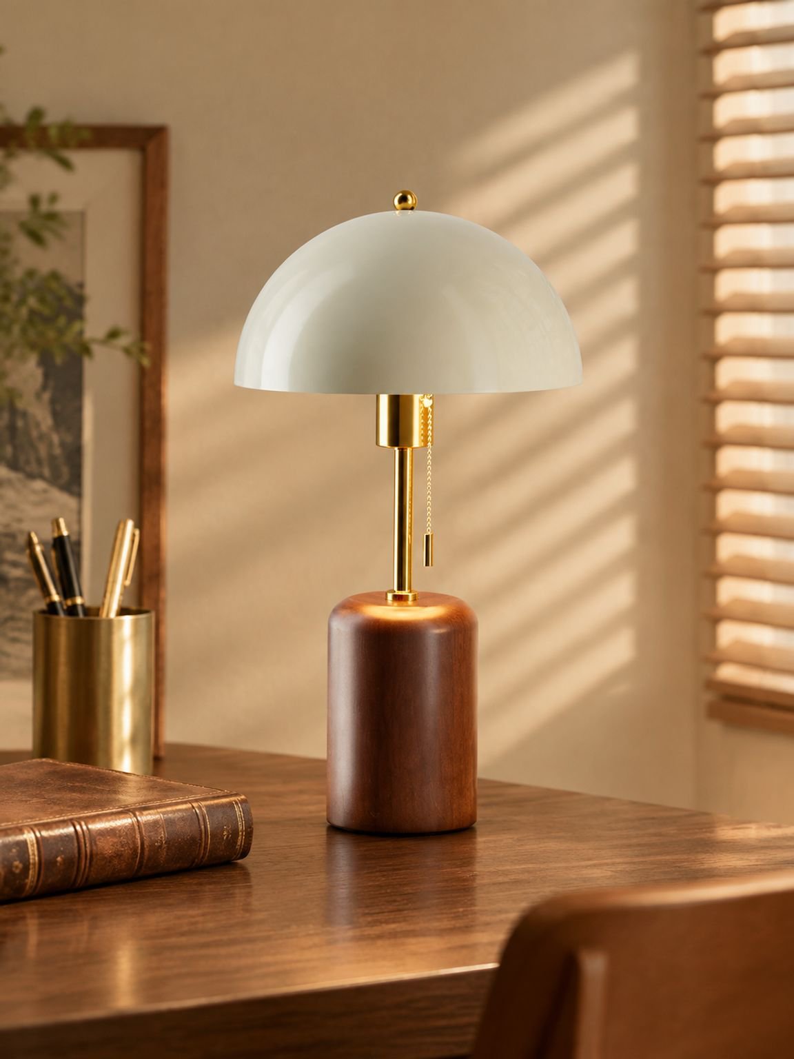 Retro Nachttischlampe aus Massivholz im südostasiatischen Stil