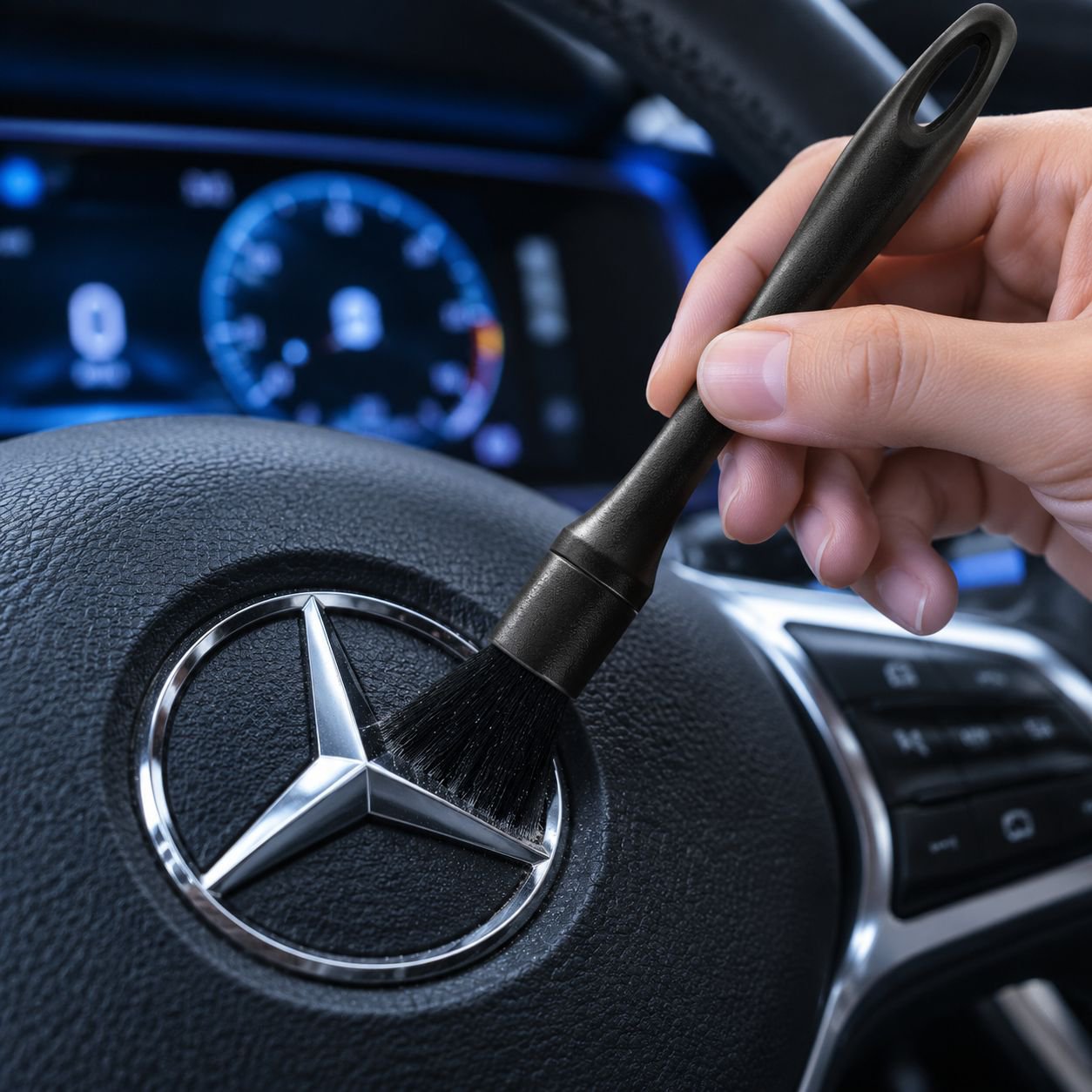 Gentle cleaning brush for car wheels and rims