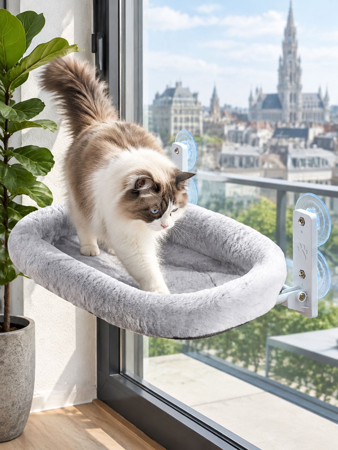 Hamac pour chat à ventouse, lit pour chat à fixer à la fenêtre, ventouse puissante pour une stabilit