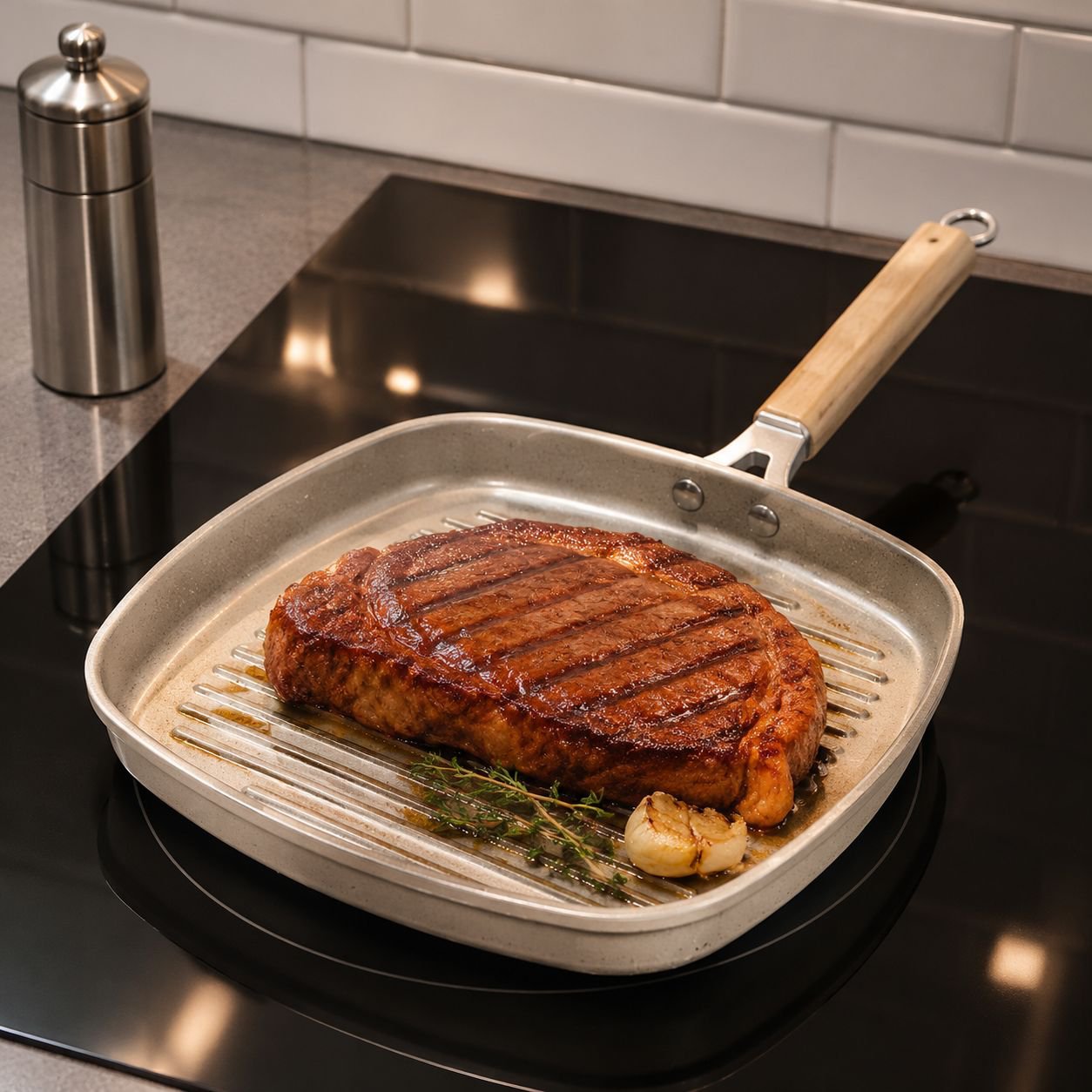Household Striped Induction Cooker Applicable Ceramic Glazed Nonstick Pan
