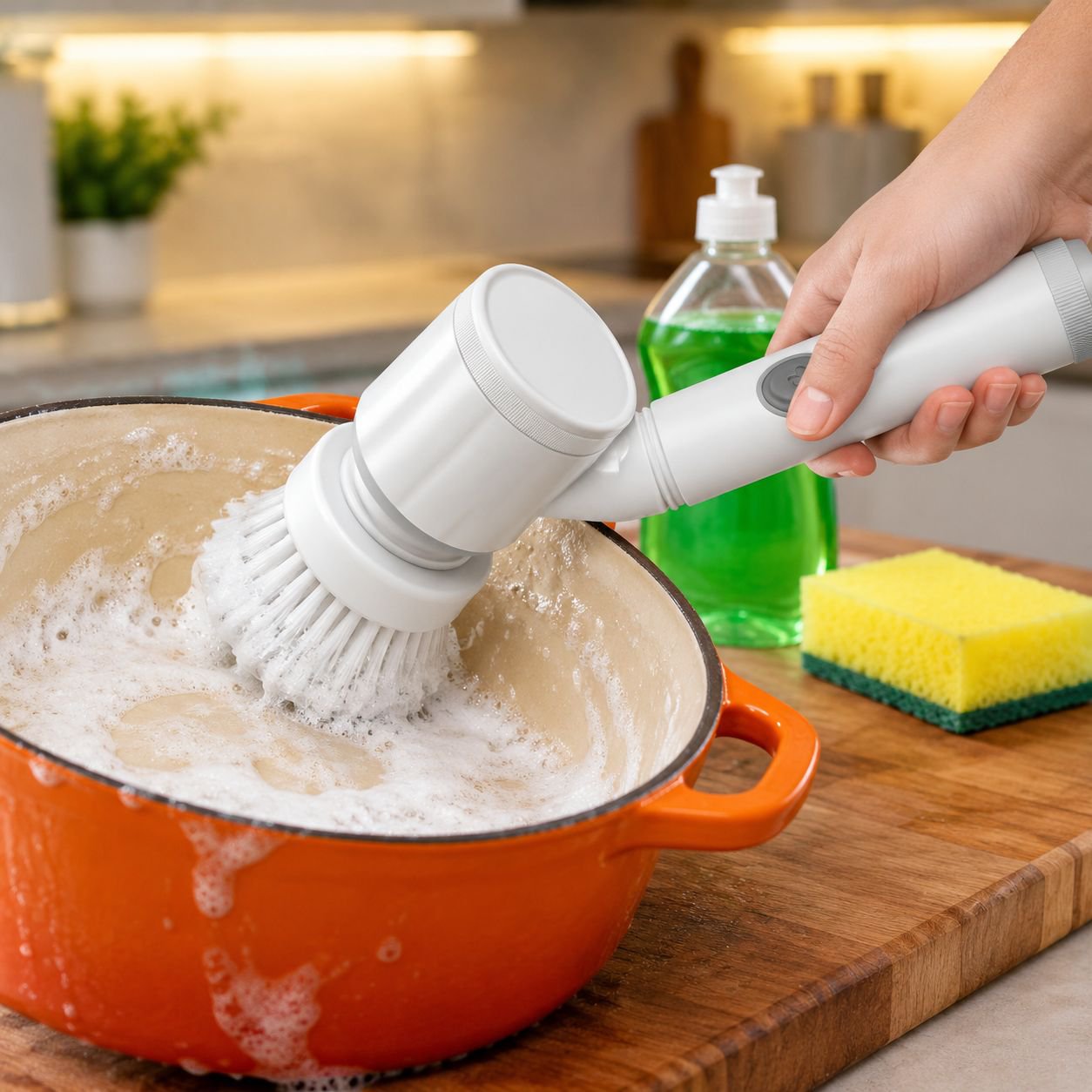 Close-up of ergonomic handle for comfortable cleaning