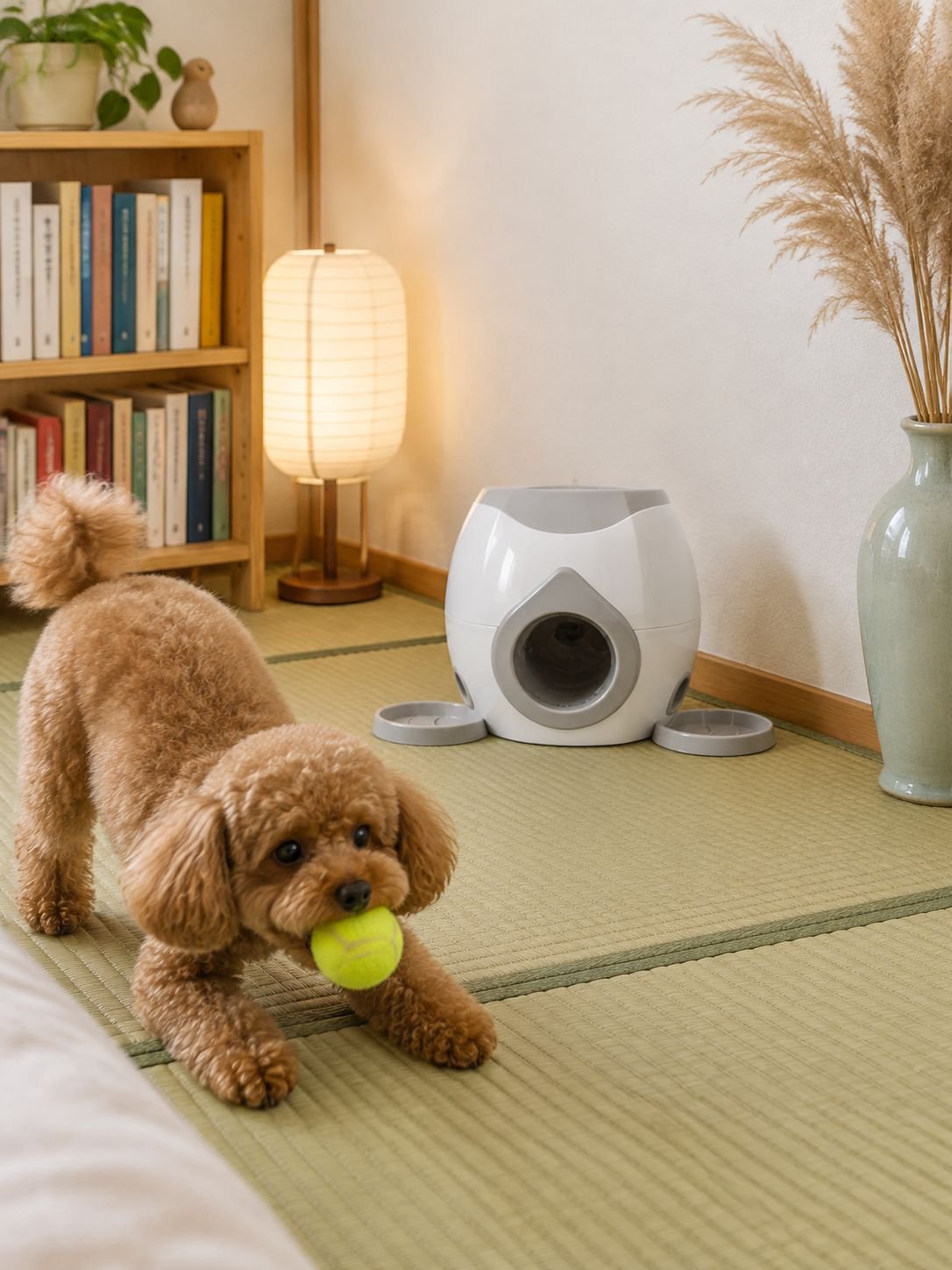 ボール遊びとごほうびタイムを楽しむ犬