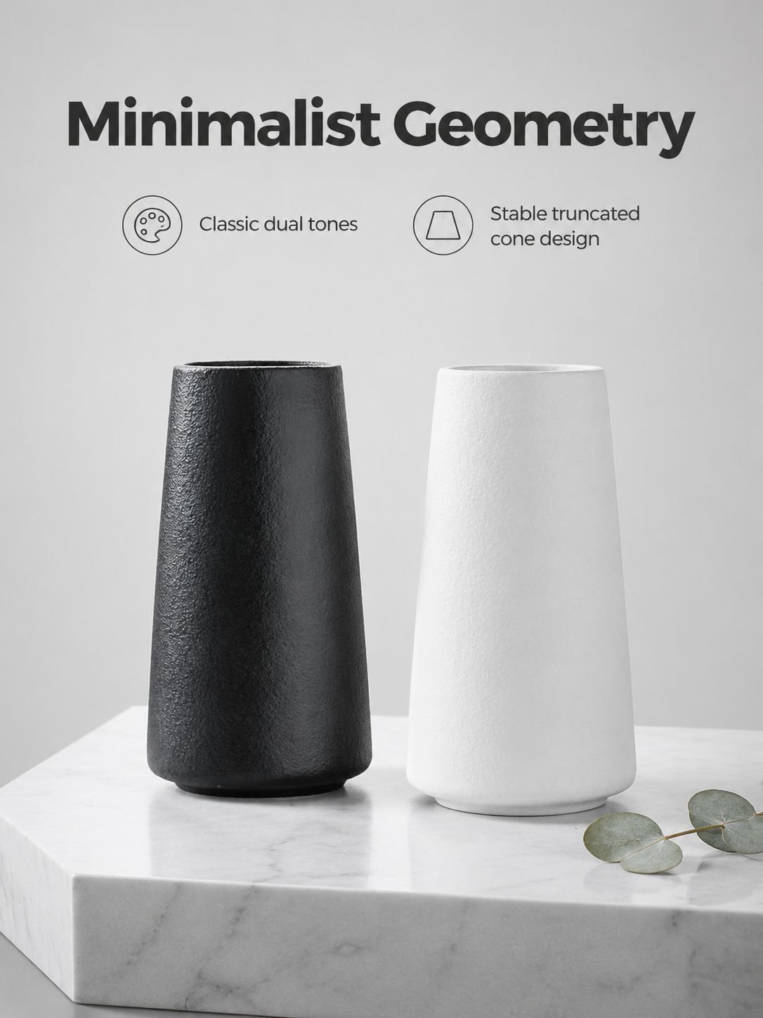 White Large-Caliber Ceramic Vase, Nordic Home Modern Decorative Piece