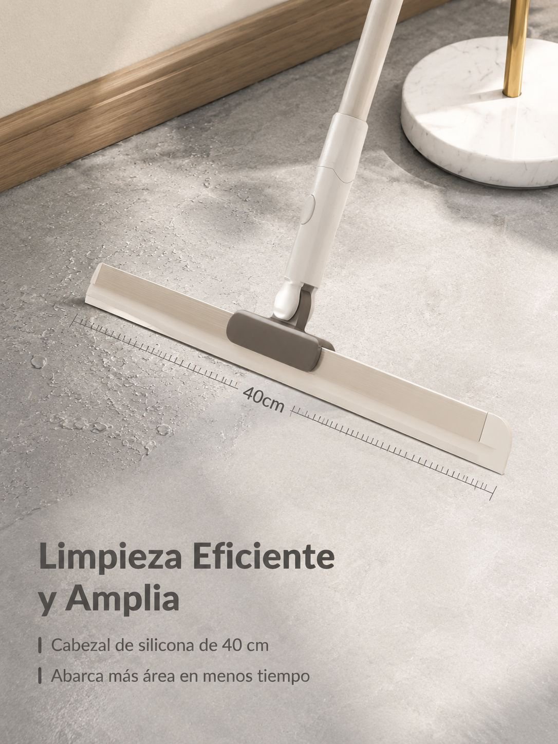 Detalle del cabezal de silicona flexible de la escobilla