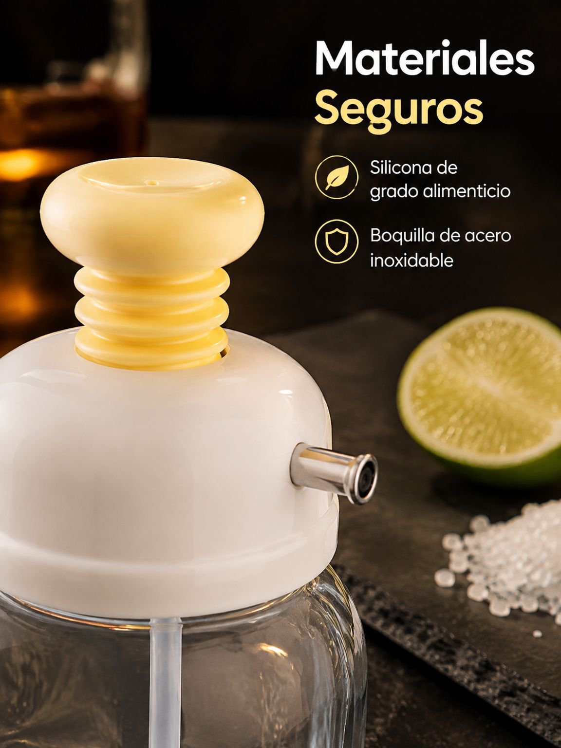 Botella exprimible de aceite con control de flujo